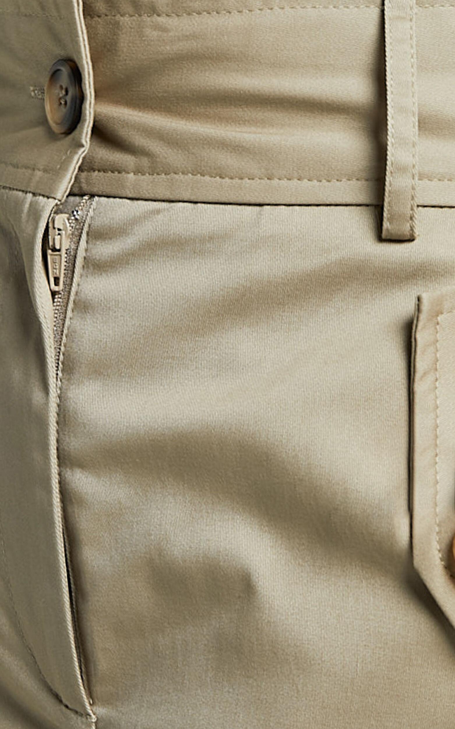 Anna Midi Skirt - High Waisted Cargo in Sand Product Image