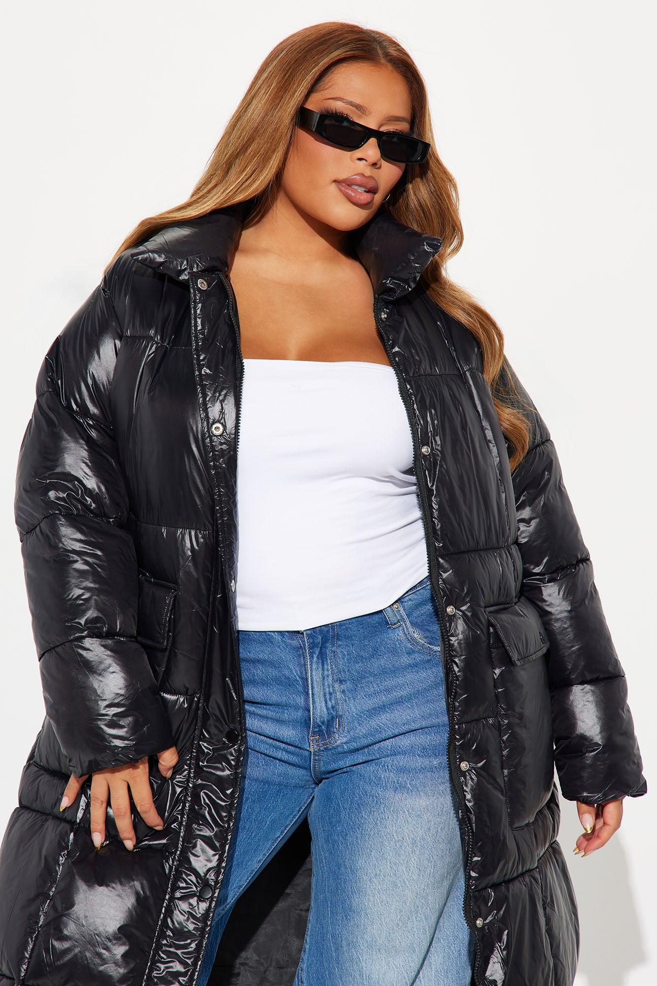 Caught You Looking Long Puffer - Black Product Image