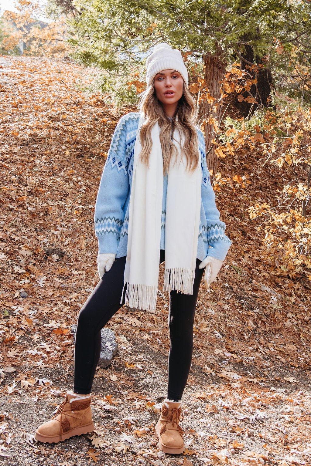 Blue Aztec Print Pullover Sweater - FINAL SALE Product Image