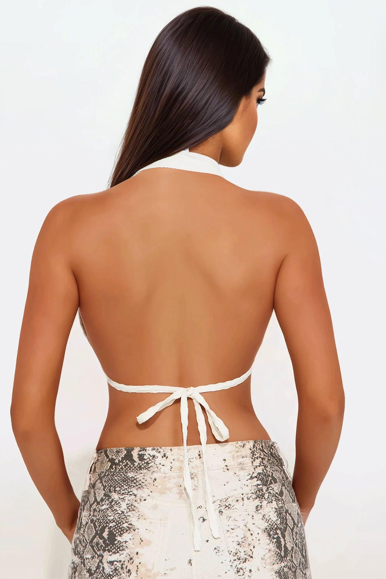 Feeling Breezy Halter Top - Cream Product Image