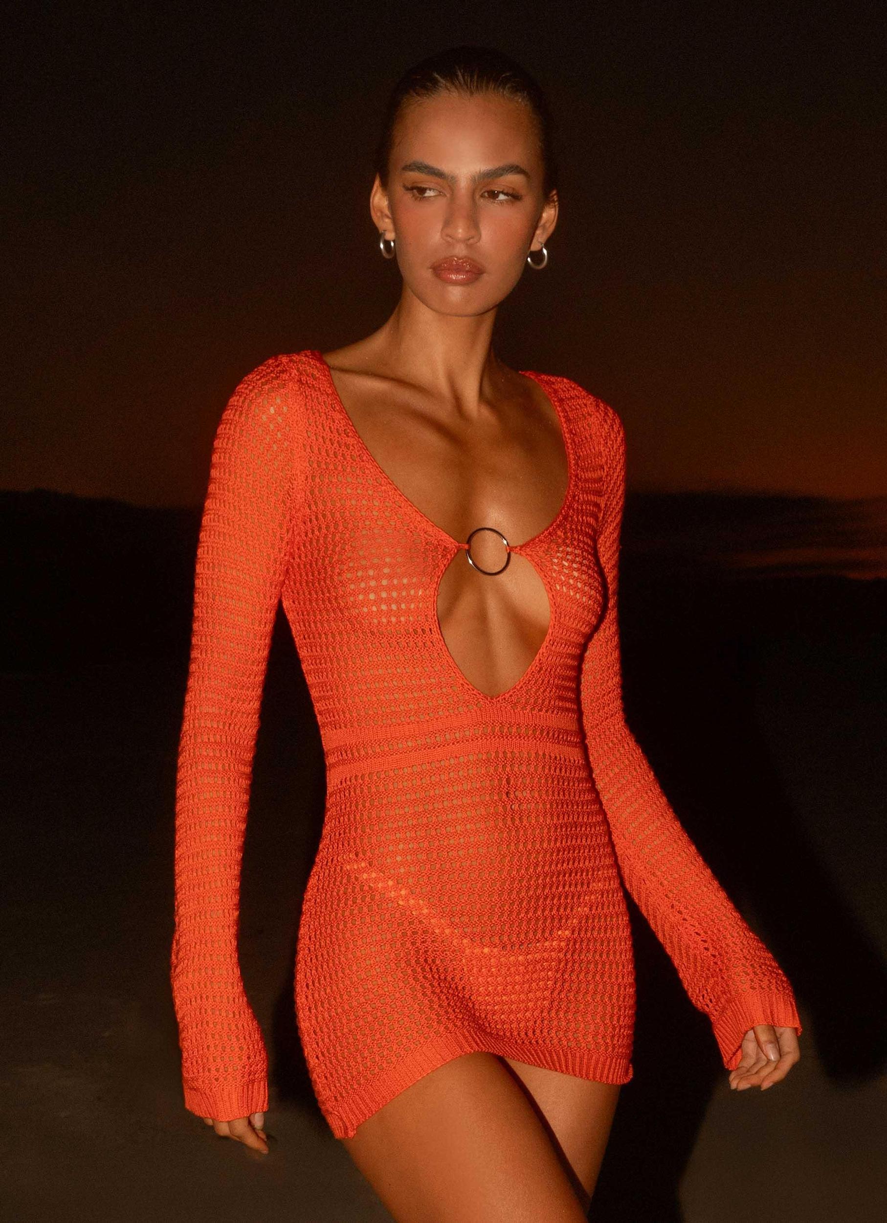 Sunriser Crochet Mini Dress - Red Product Image