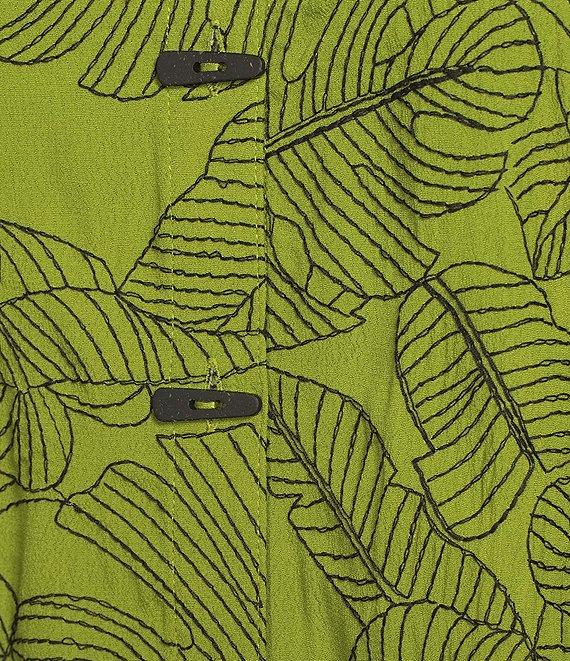 Ali Miles Plus Size Woven Allover Floral Embroidered Point Collar Long Sleeve Button Front Tunic Product Image