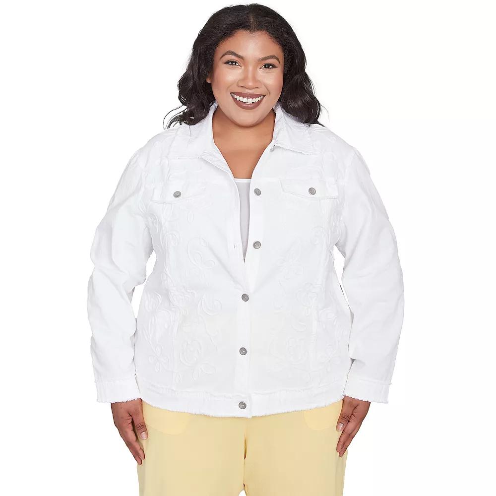 Plus Size Alfred Dunner Soutache Fringe Trim Jacket, Women's, Size: 1XL, White Product Image