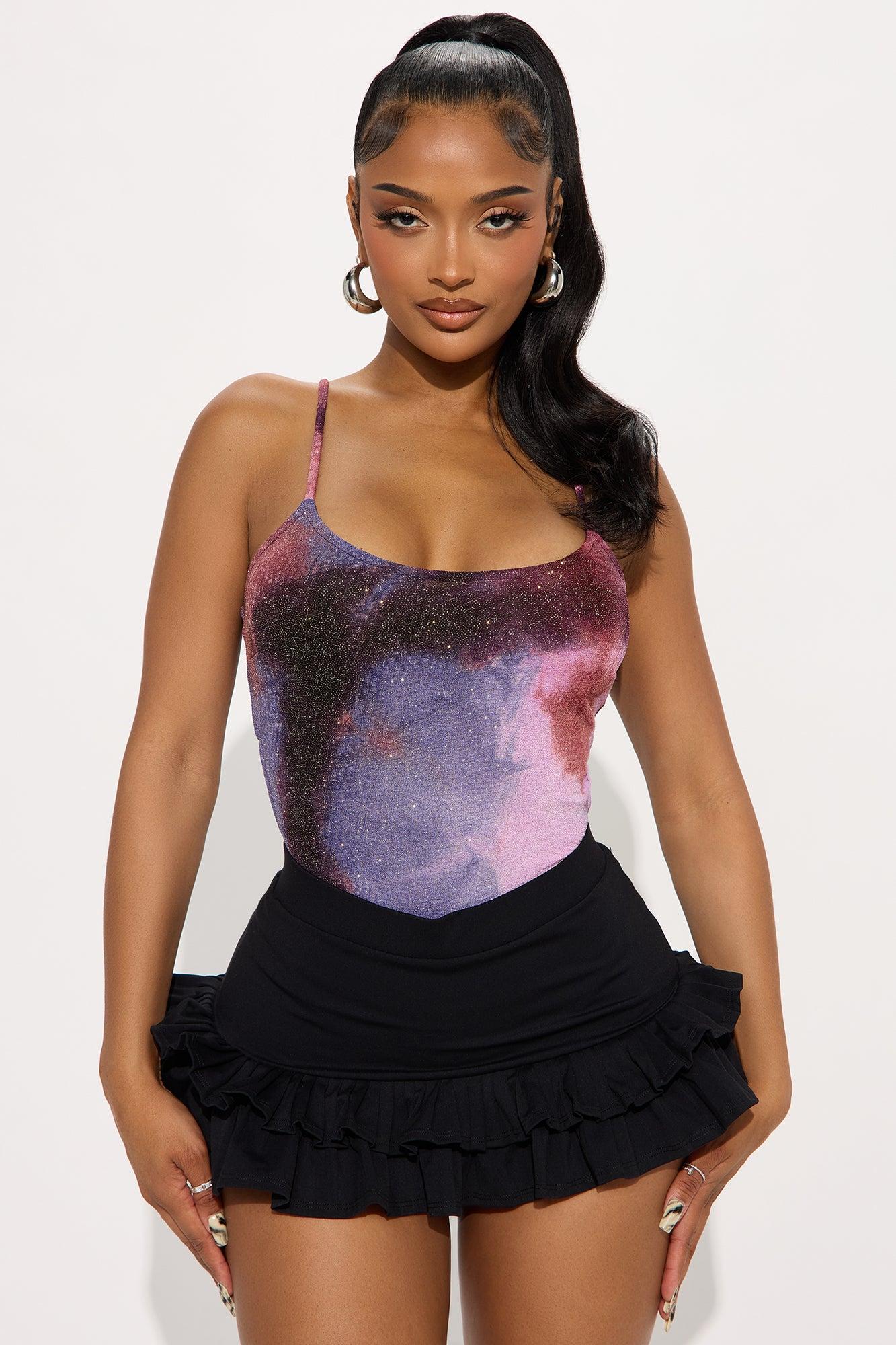 Cosmos Sparkle Scoop Neck Bodysuit - Multi Color Female Product Image