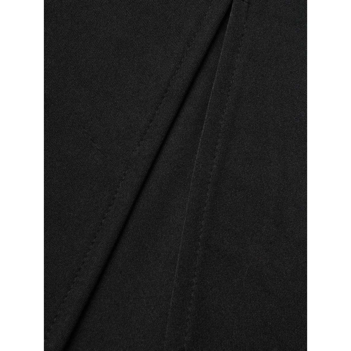 Plus Size Sequin Patchwork Mesh Split Hem Dress Black Women Cocktail Texture Round Neck Long Sleeve Curvy BloomChic 10/M Product Image