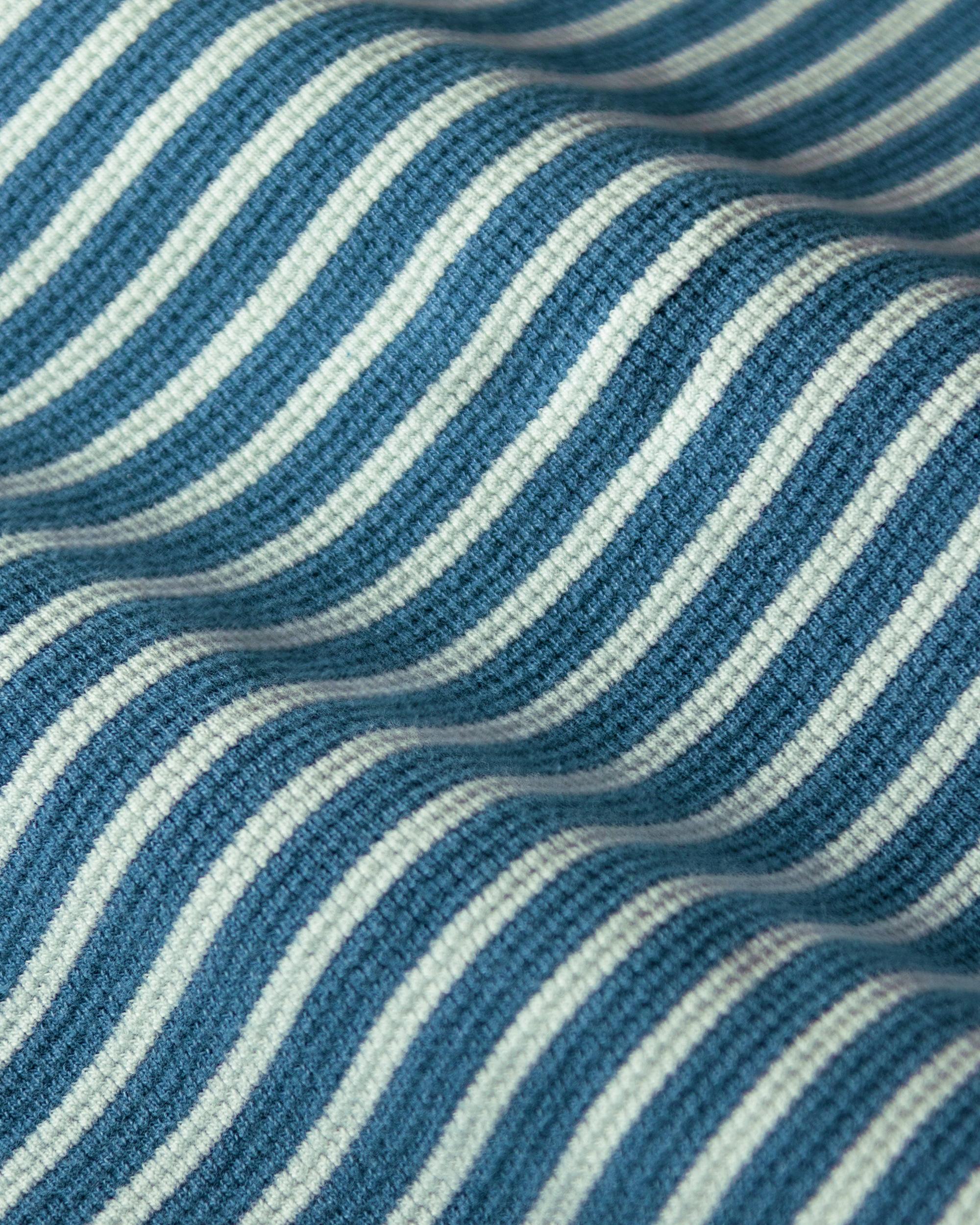 Long Sleeve Indigo Polo in Blue/White Waffle Knit Product Image