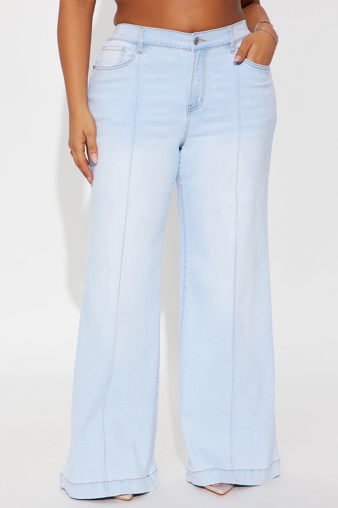 Ultra Love Soft Wide Leg Denim Jeans - Light Wash Female Product Image