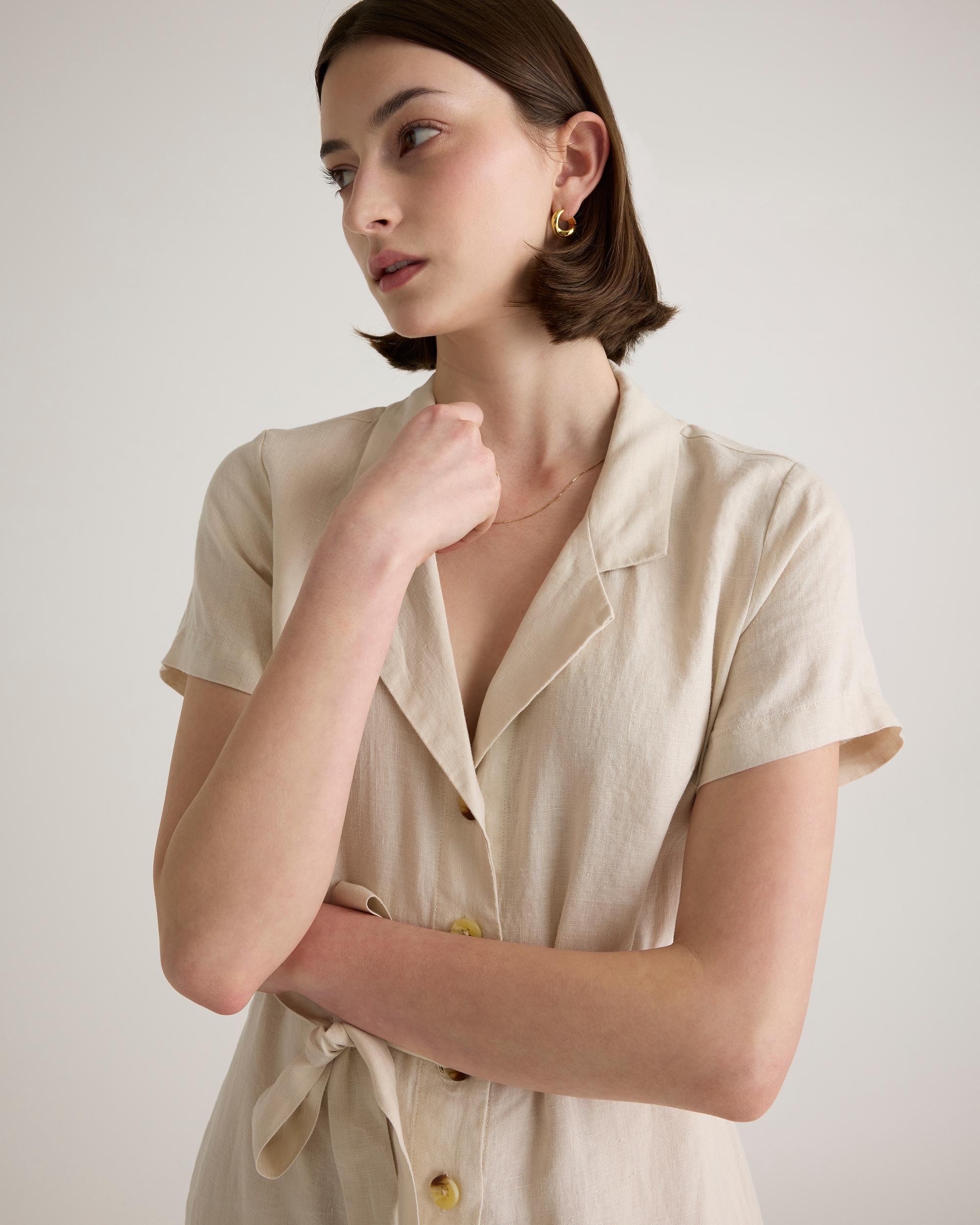 Quince | Women's 100% European Linen Button Front Dress Size XS Product Image