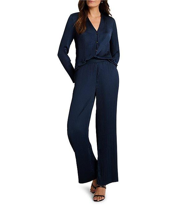 NIC + ZOE Crinkle Crepe Flat Front Wide Leg Pull-On Pants Product Image