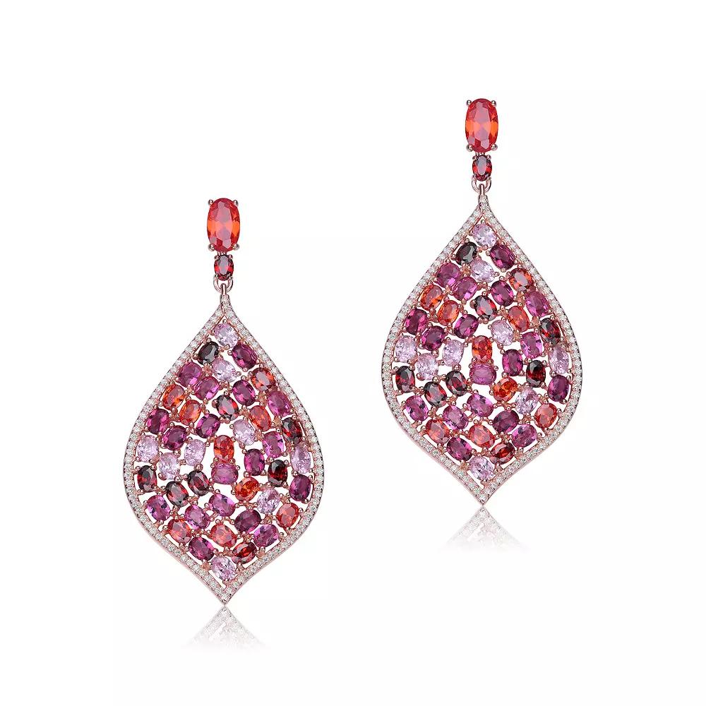 18k Gold over Sterling Silver Cubic Zirconia Drop Earrings, Women's, Pink Tone Red Team Product Image