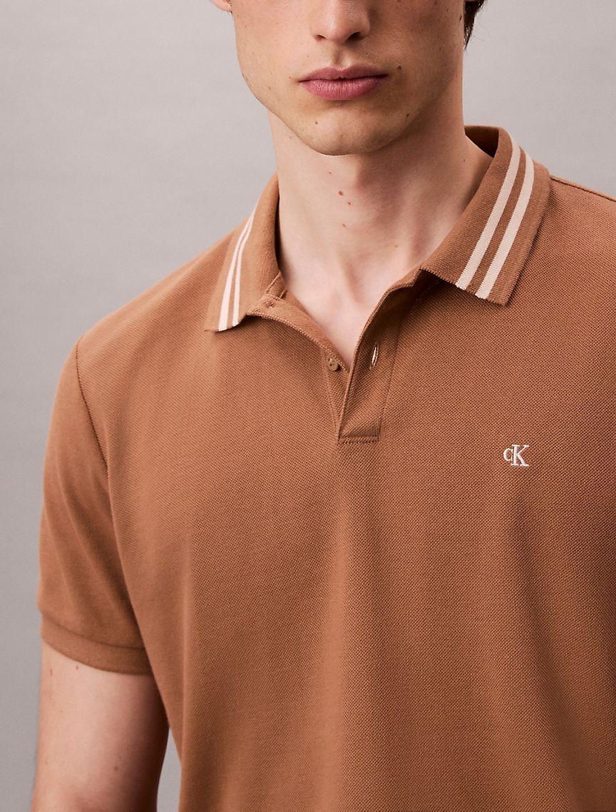 Monogram Logo Pique Tipped Classic Polo Shirt Product Image