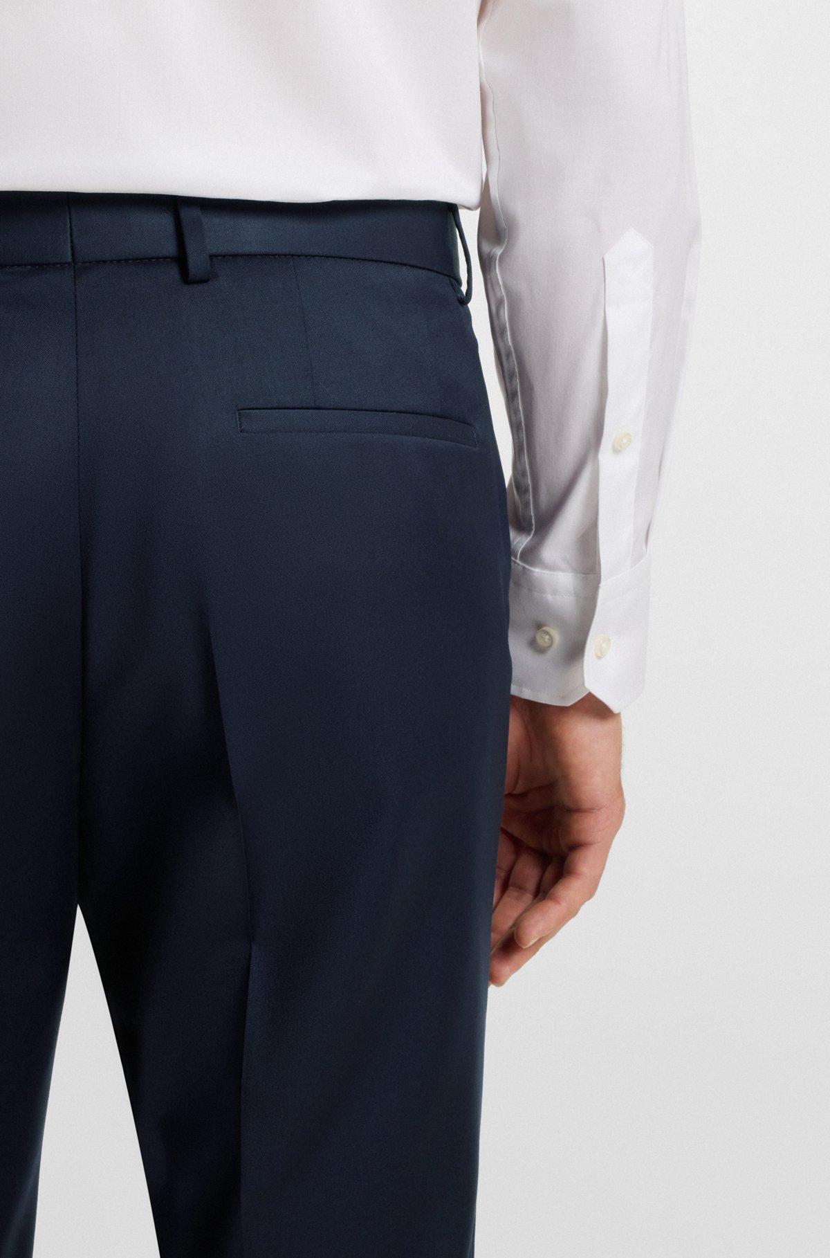 BOSS - Extra-slim-fit pants in virgin-wool serge - Dark Blue Product Image