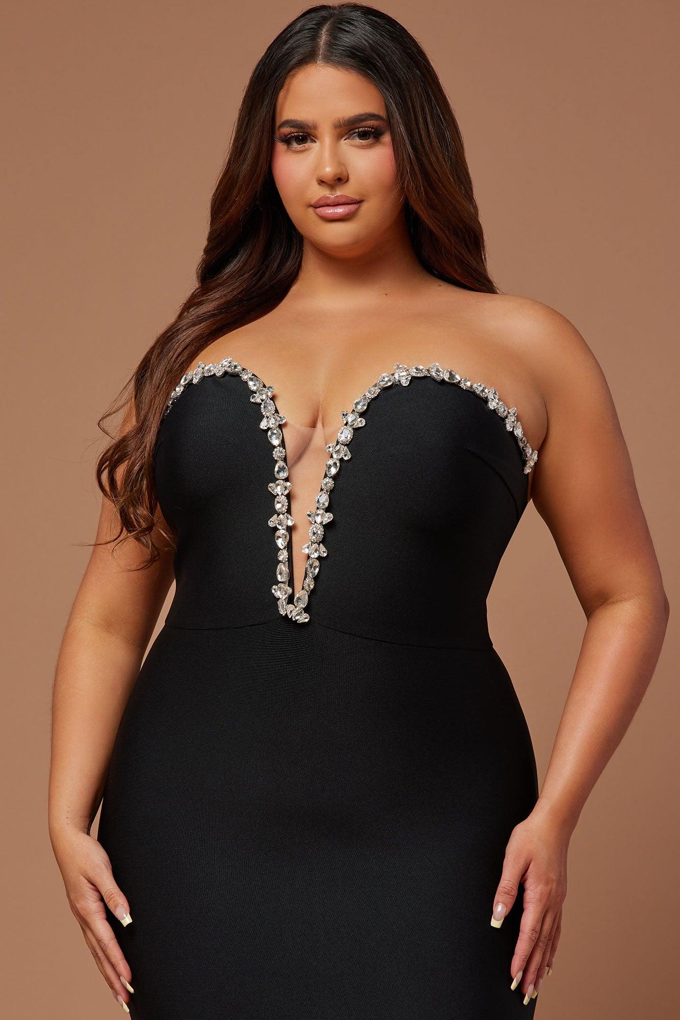 Odessa Embellished Bandage Gown - Black Product Image