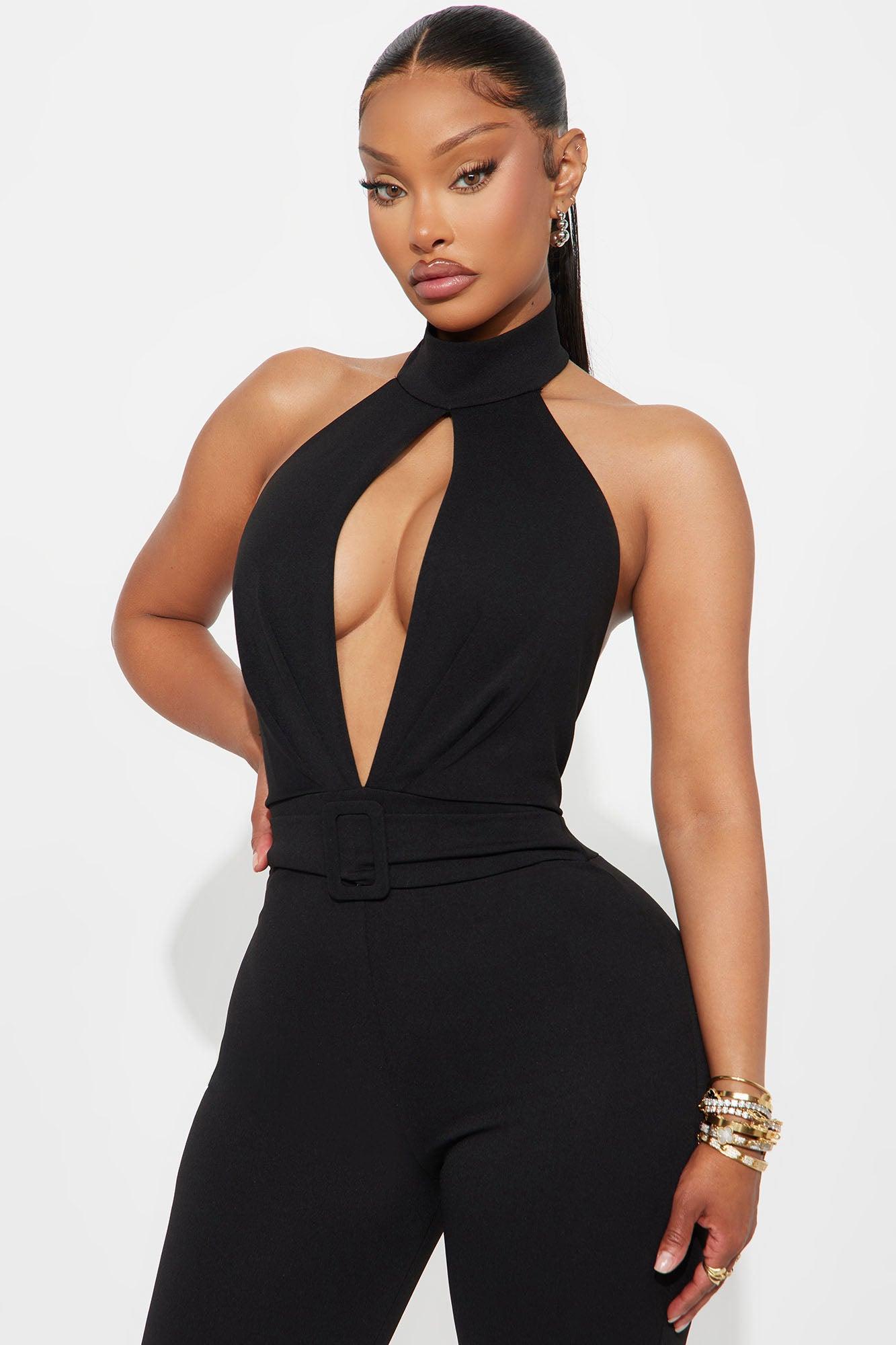Jayleen Halter Belted Jumpsuit - Black Female Product Image