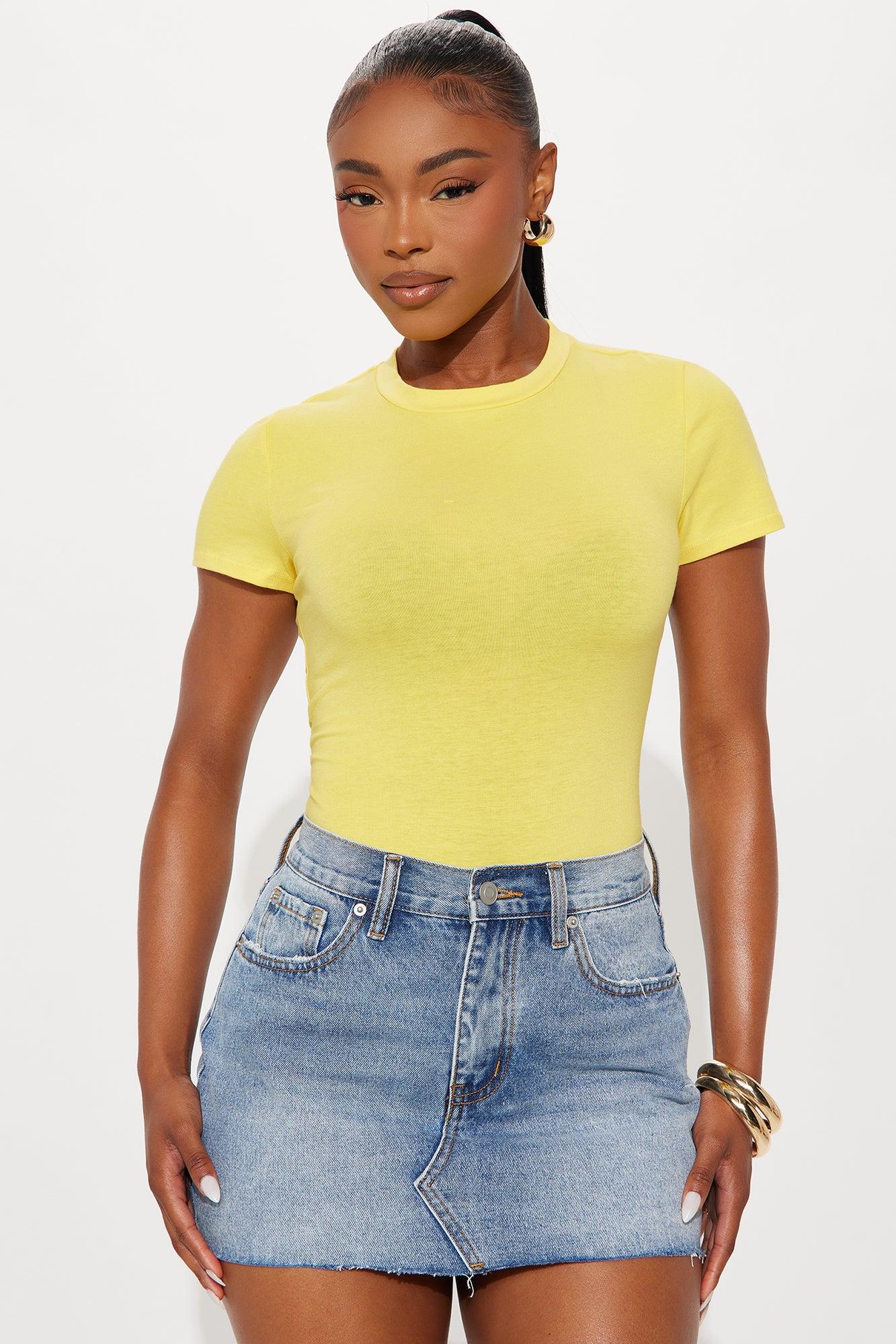 Cambria Short Sleeve Bodysuit - Electric Yellow Product Image