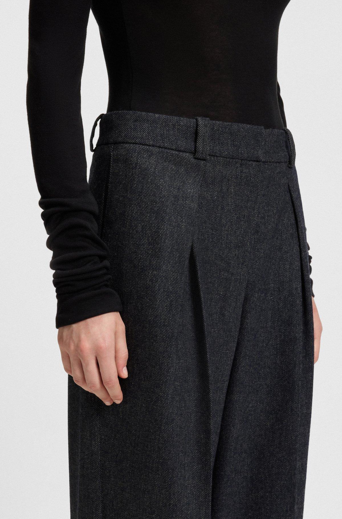 Straight-leg trousers in melange stretch flannel Product Image