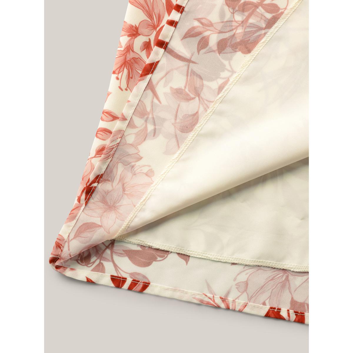 Plus Size Large Flower Print Lace Trim Maxi Dress Beanpastepowder Women V-neck Cap Sleeve Curvy BloomChic 22-24/3X Product Image