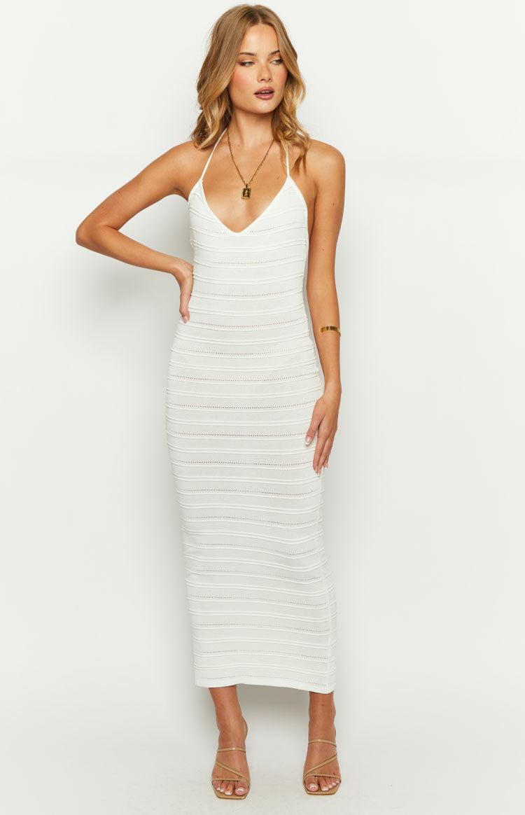 Casie White Knit Maxi Dress Product Image