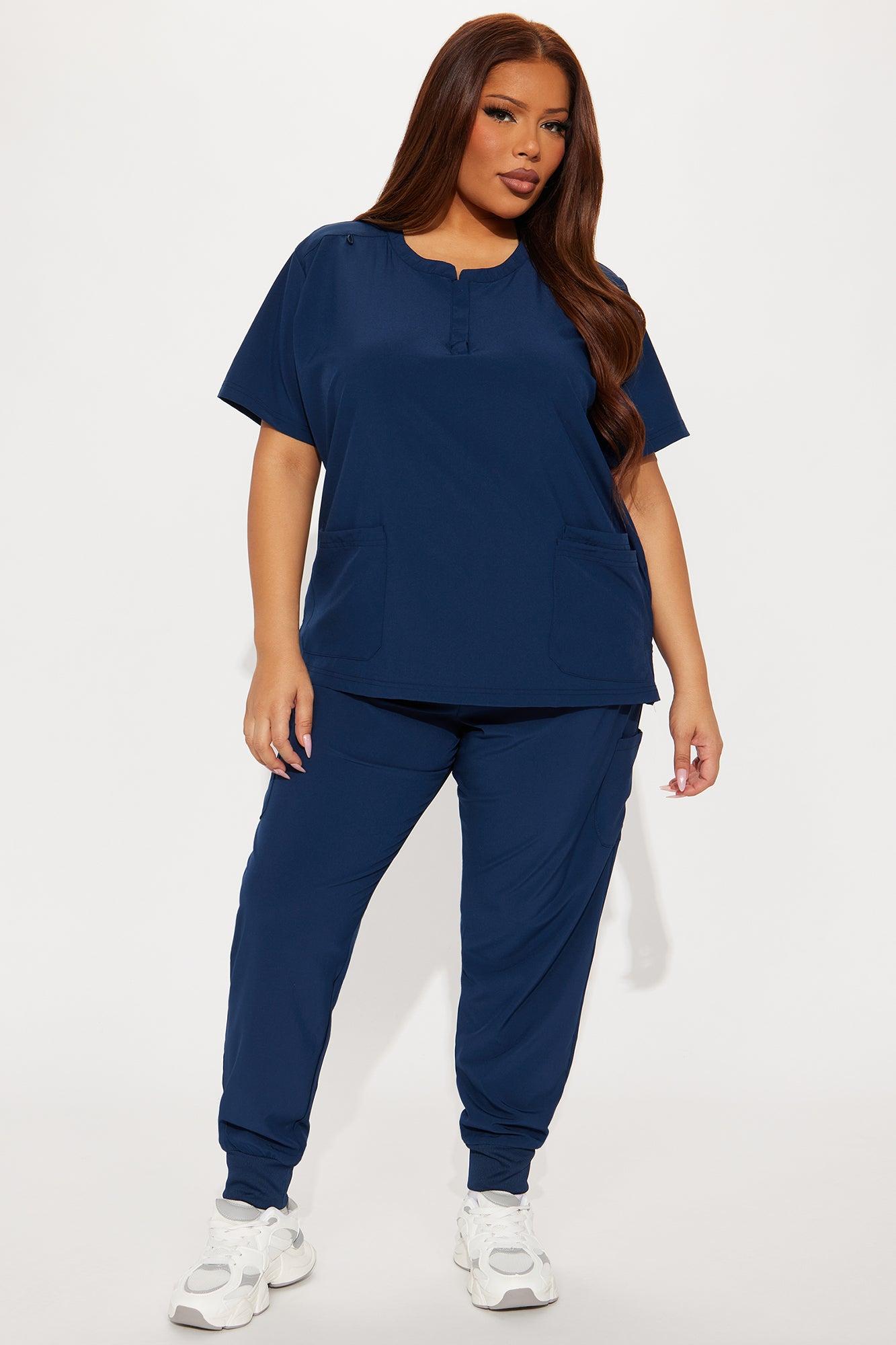 Daily Clock In 4 Way Stretch Uniform Scrub Jogger Set - Navy Product Image