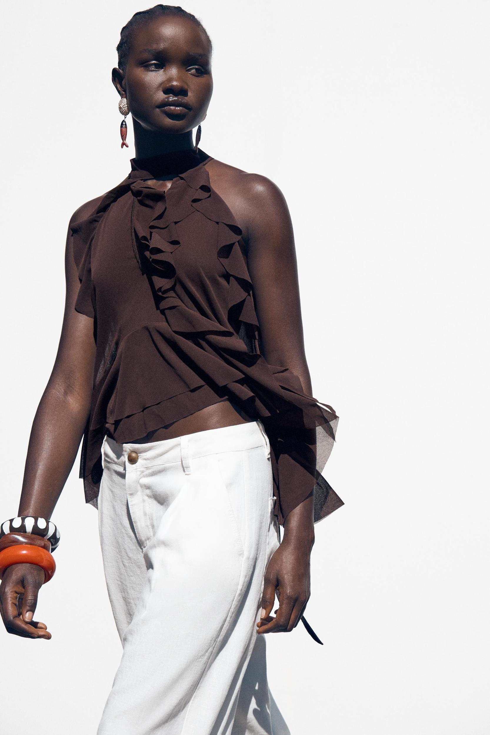 RUFFLED HALTER TOP Product Image