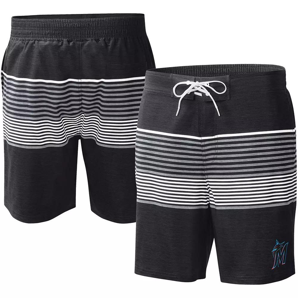 Men's G-III Sports by Carl Banks Black Miami Marlins Coastline Volley Swim Shorts,  Product Image