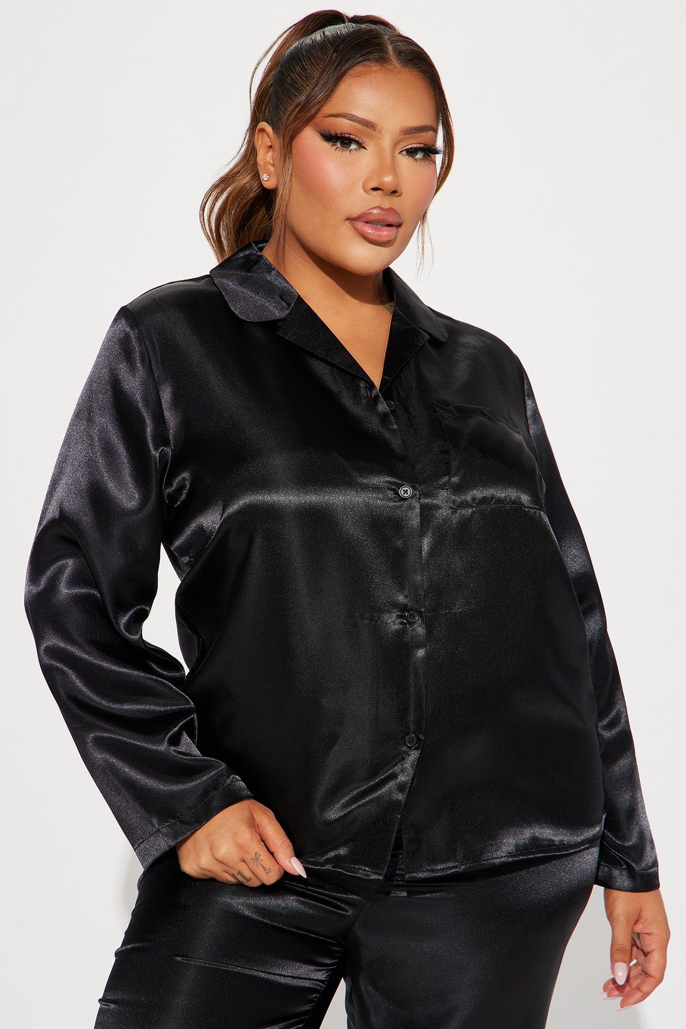 Pillow Fight Satin PJ Pant Set - Black Product Image