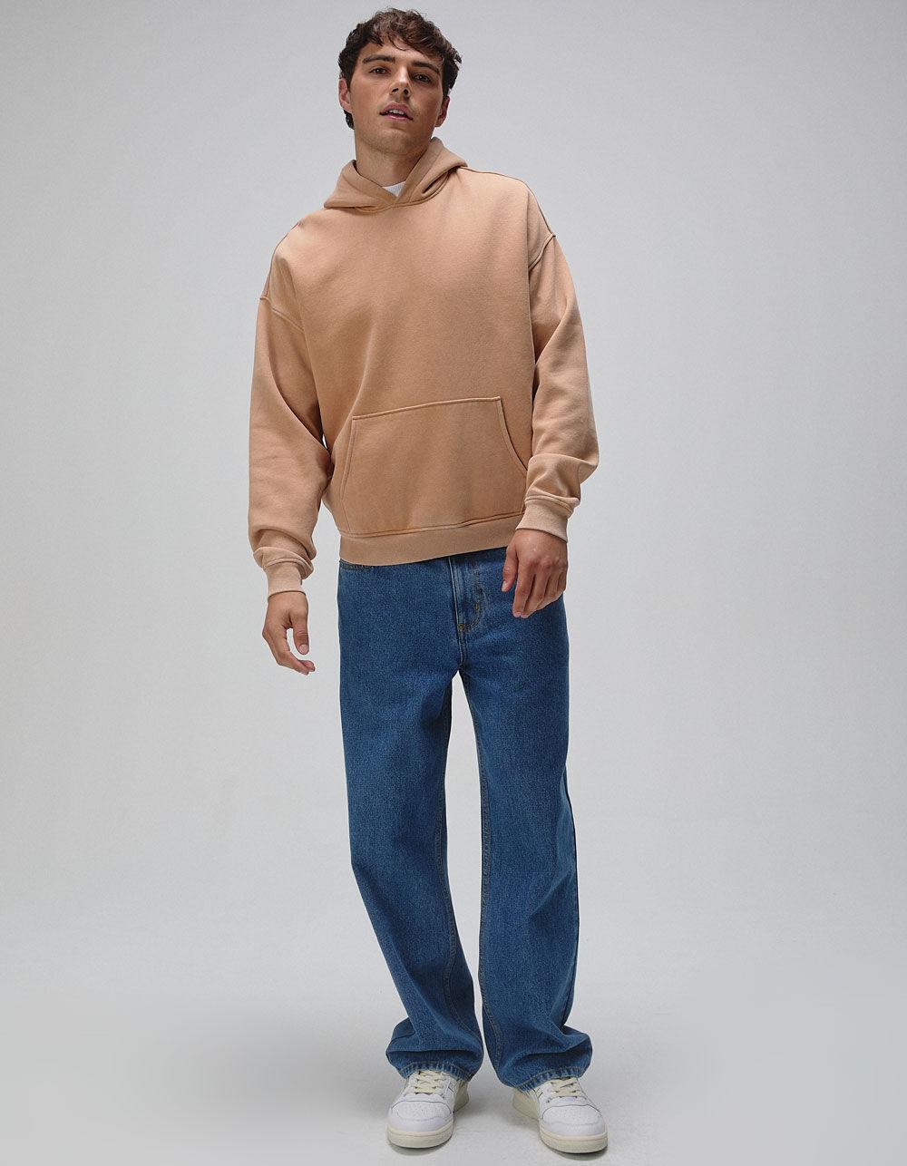 RSQ Mens Washed Oversized Hoodie - TAN Product Image