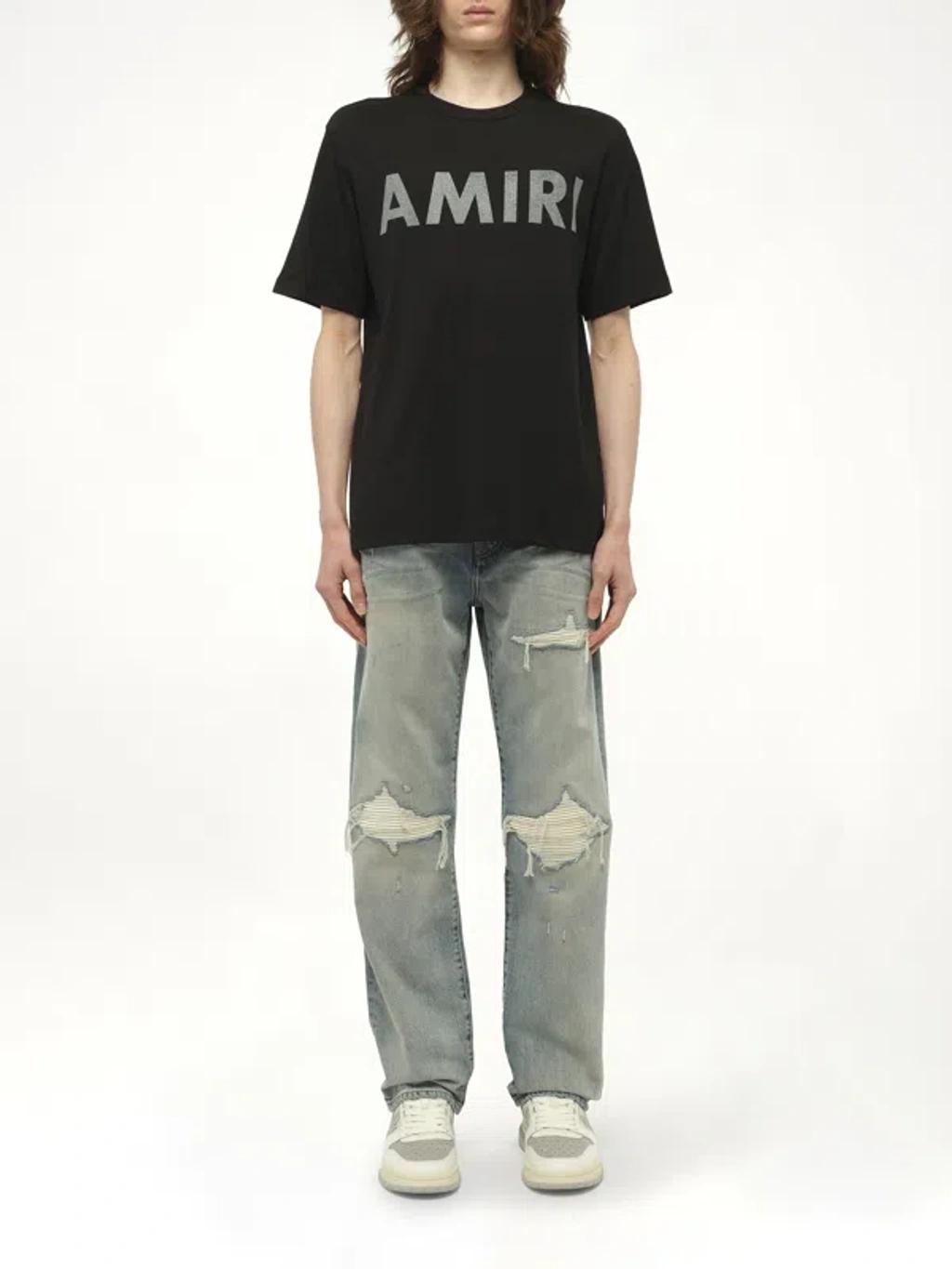 AMIRI Black Cotton T-shirt With Bold Logo Statement Product Image