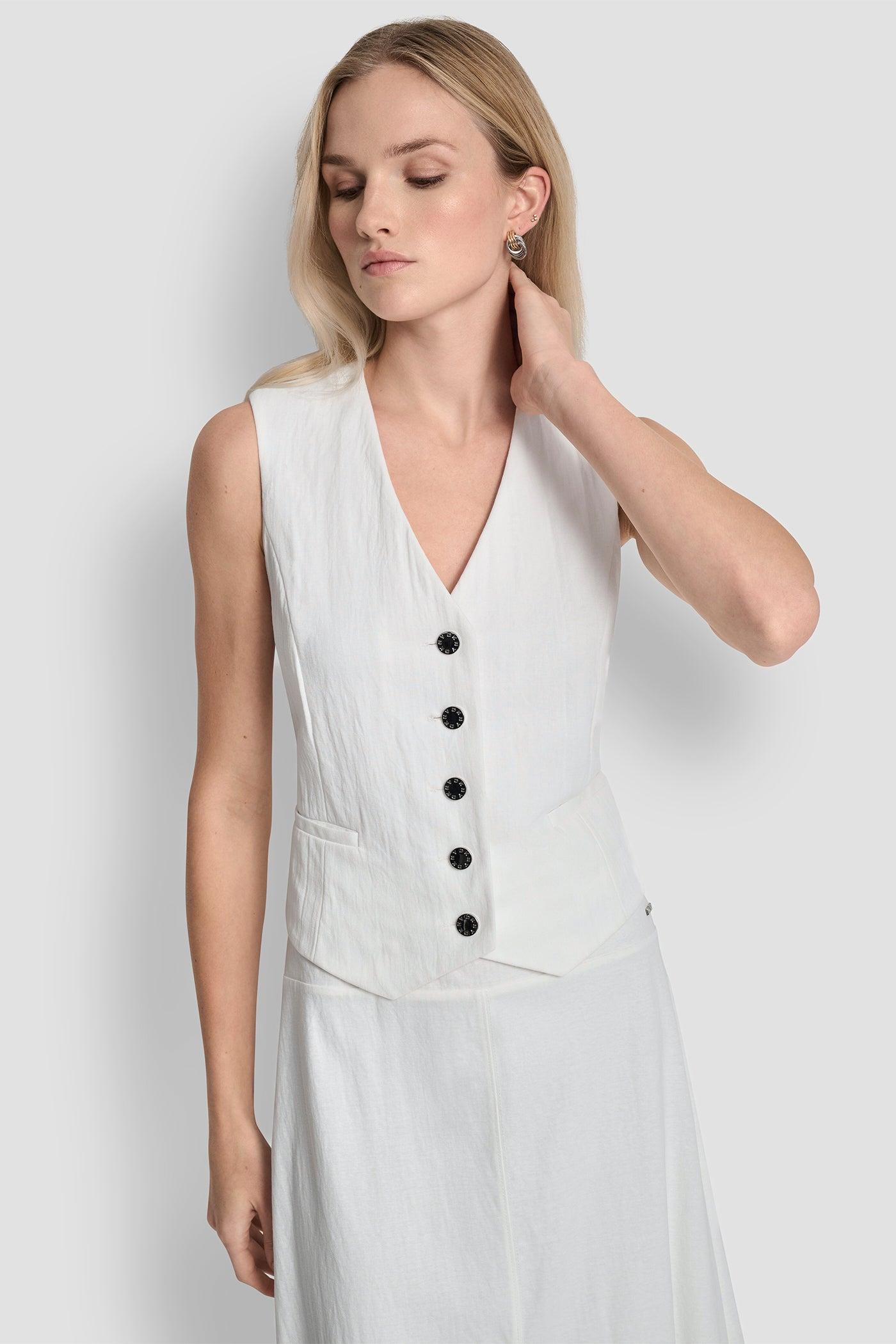 PIQUÉ BUTTON-FRONT VEST Product Image