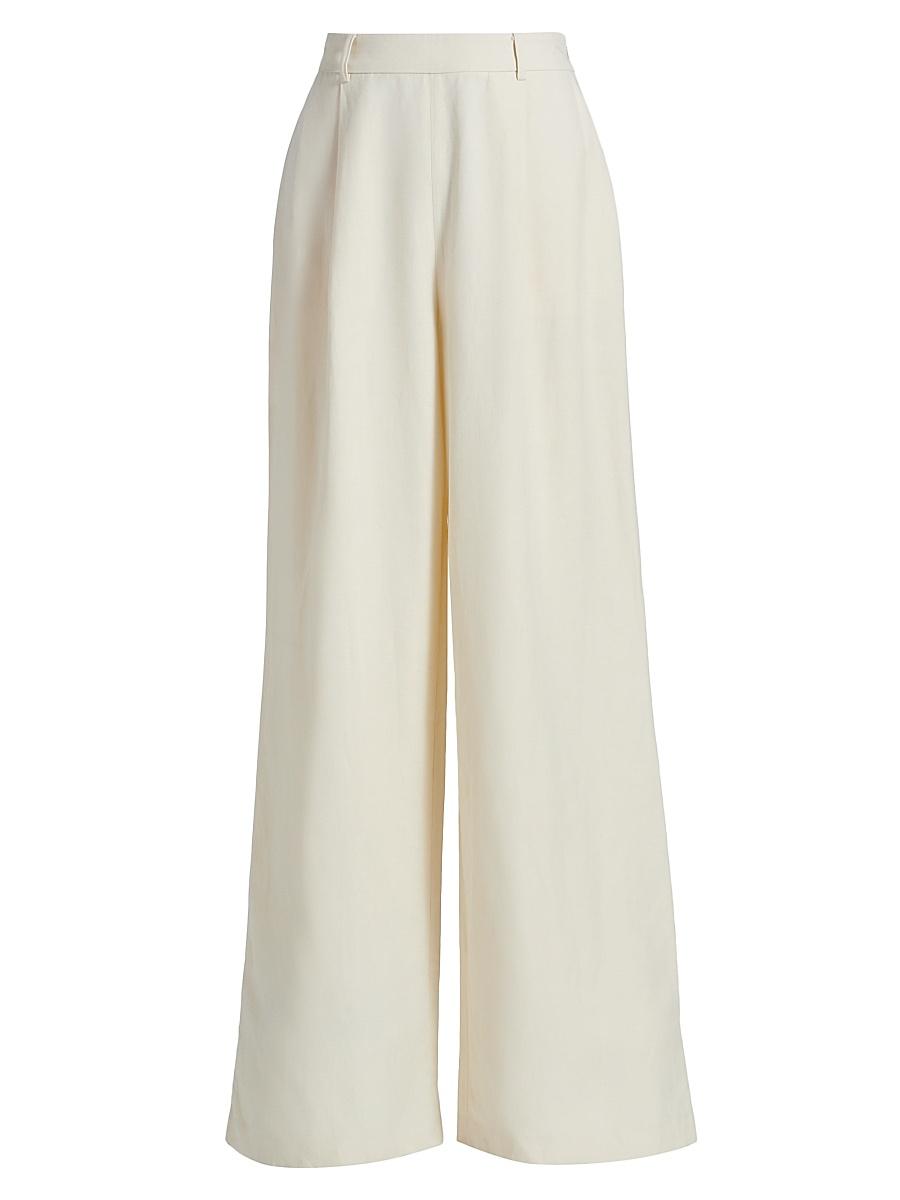 Womens Hailey Pleated Cotton-Blend Wide-Leg Trousers Product Image