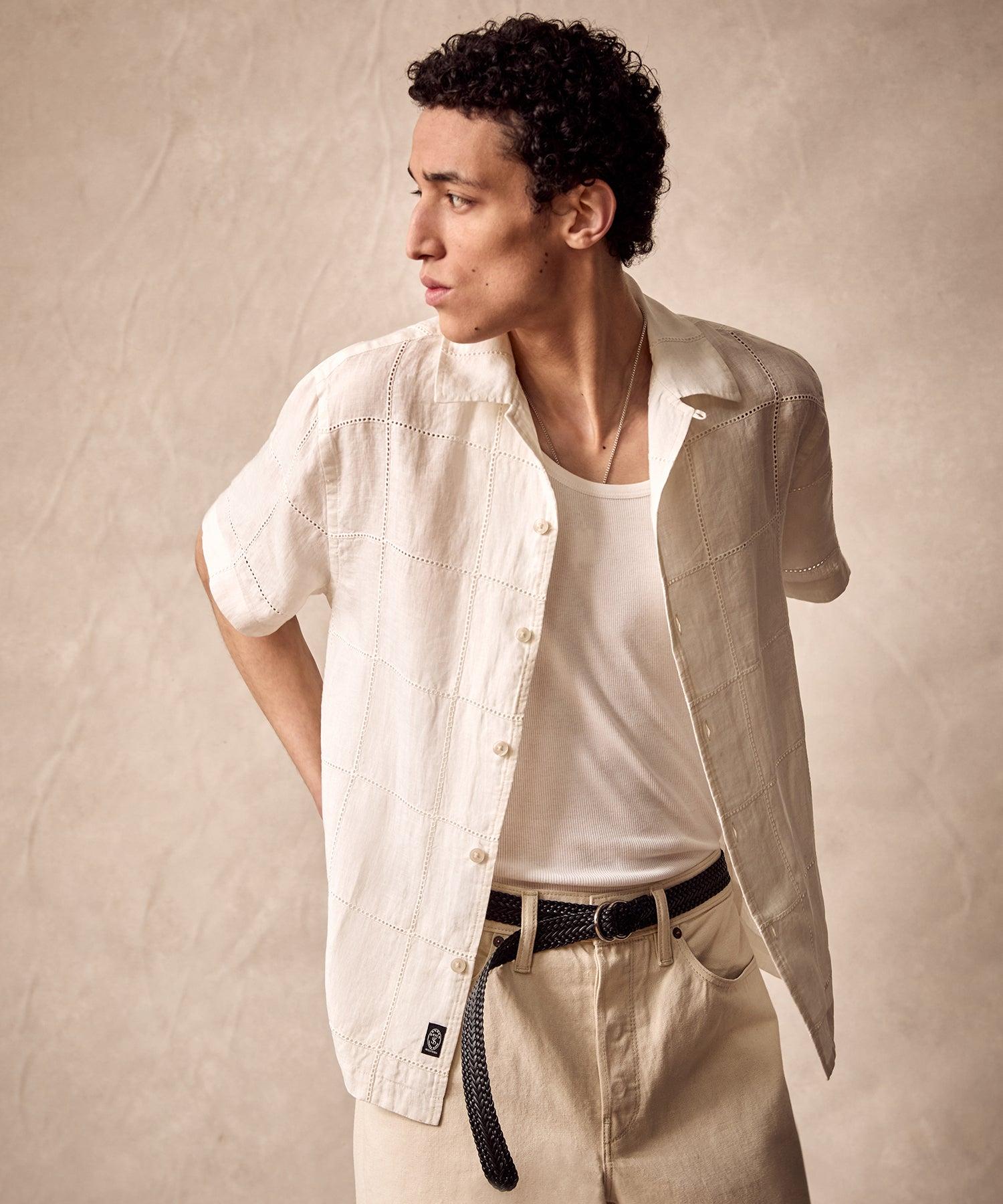 Boxy Fit Embroidered Ajour Shirt in White Product Image