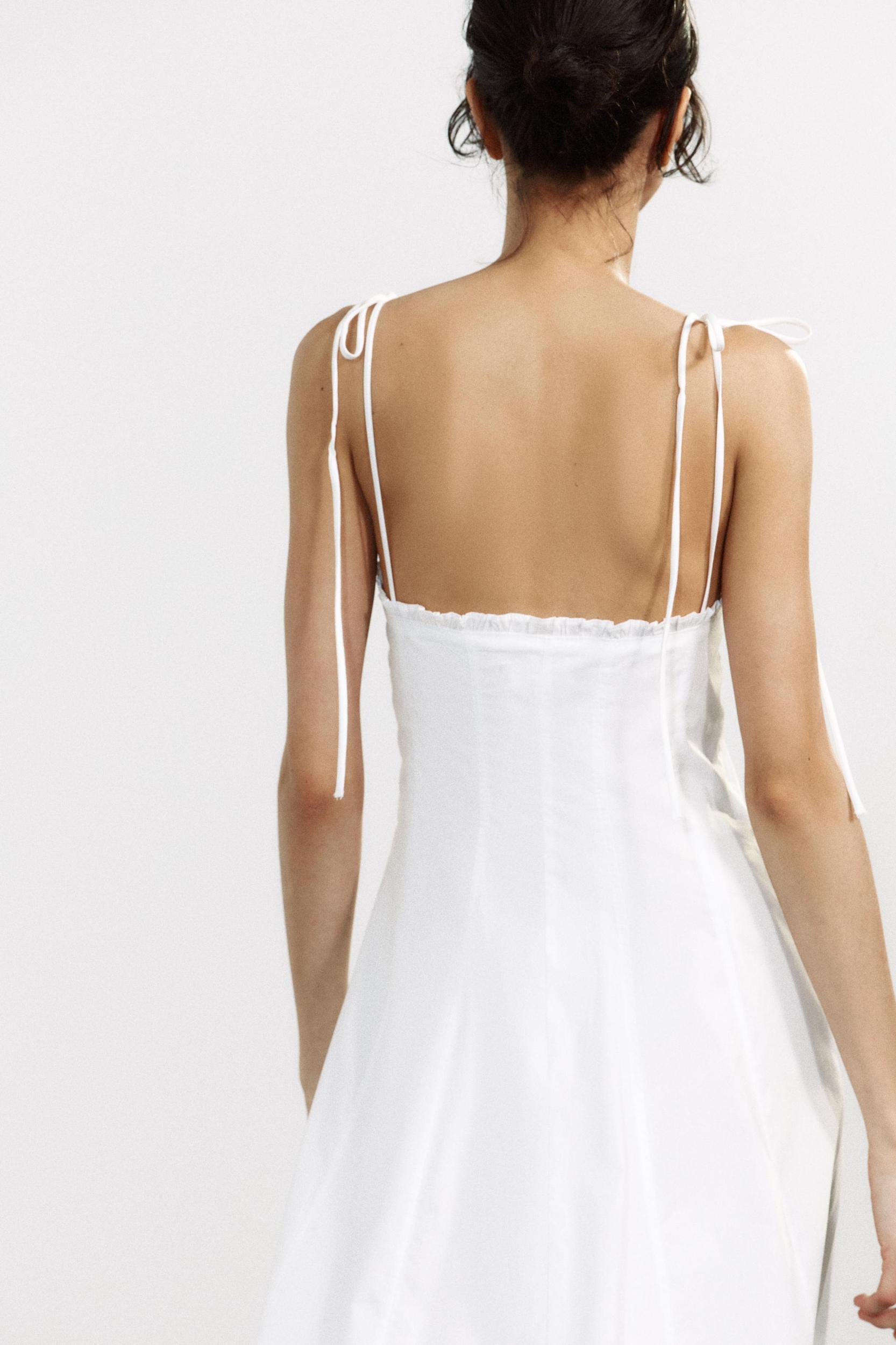 RUFFLED POPLIN MIDI DRESS Product Image