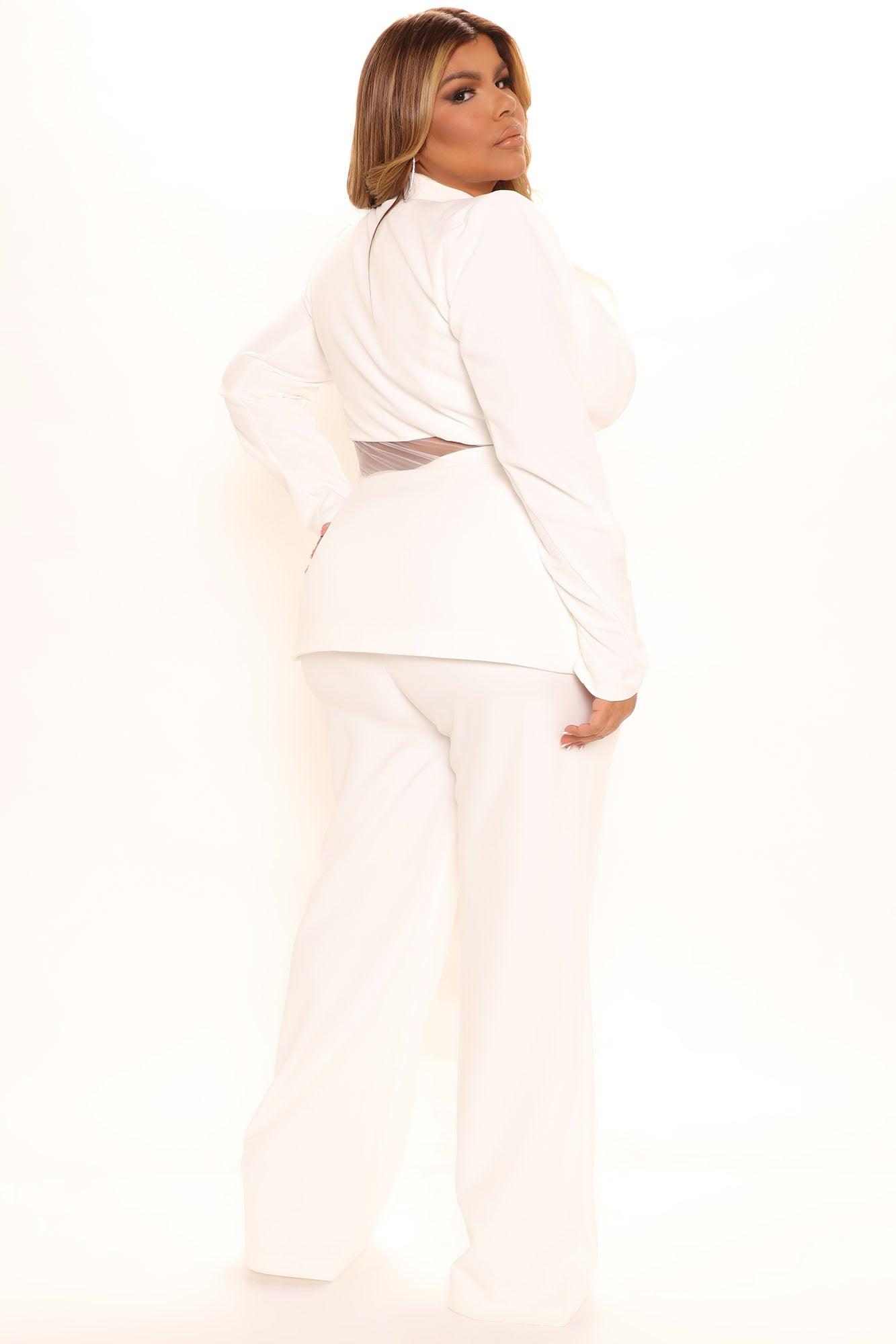 Big Plans Blazer Pant Set - White Product Image