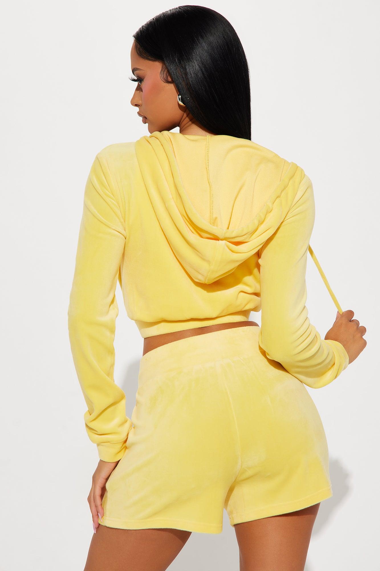 Little Miss Casual Velour Short Set - Yellow Product Image
