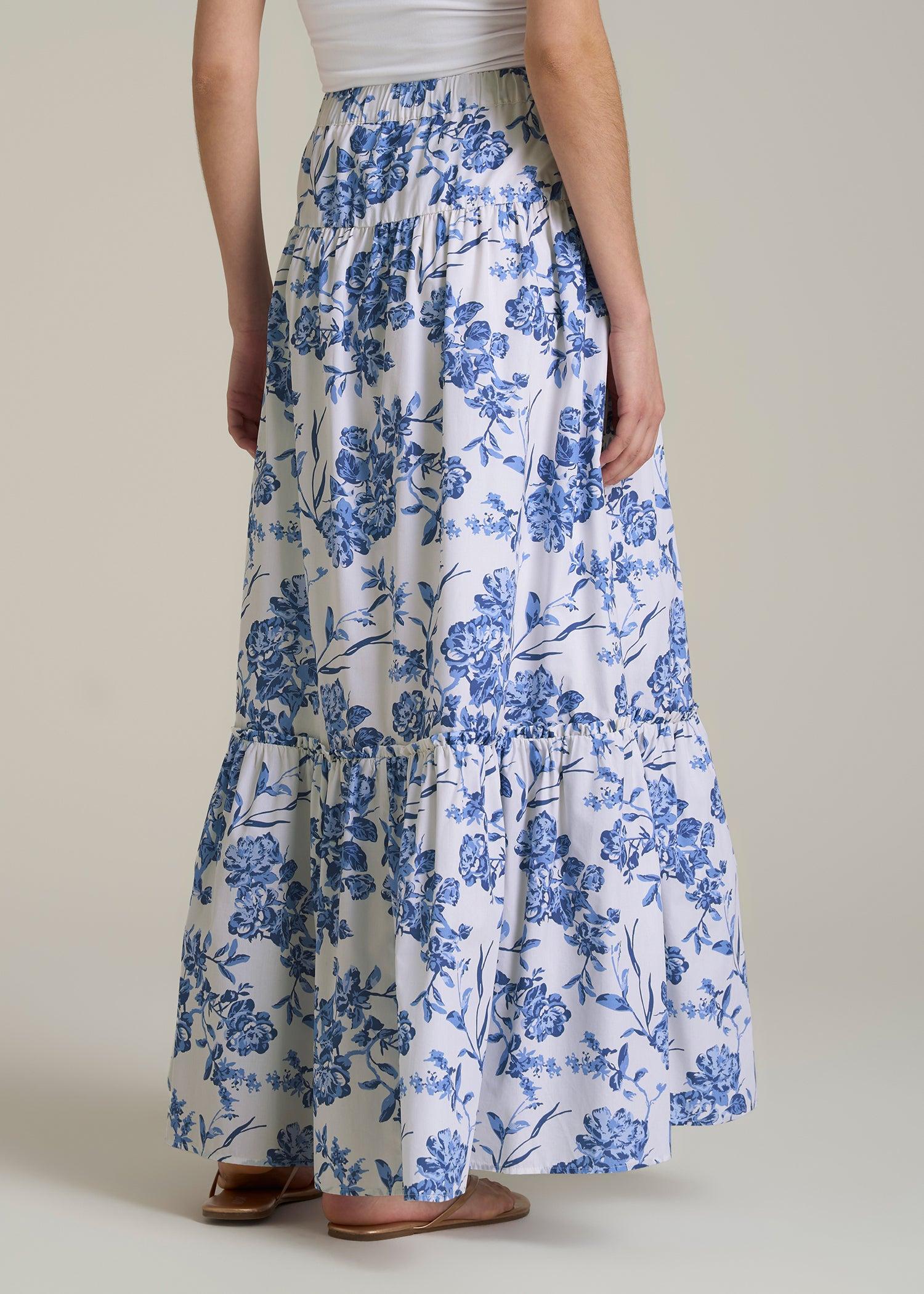 Tiered Cotton Maxi Skirt for Tall Women in Floral Bloom Female Product Image
