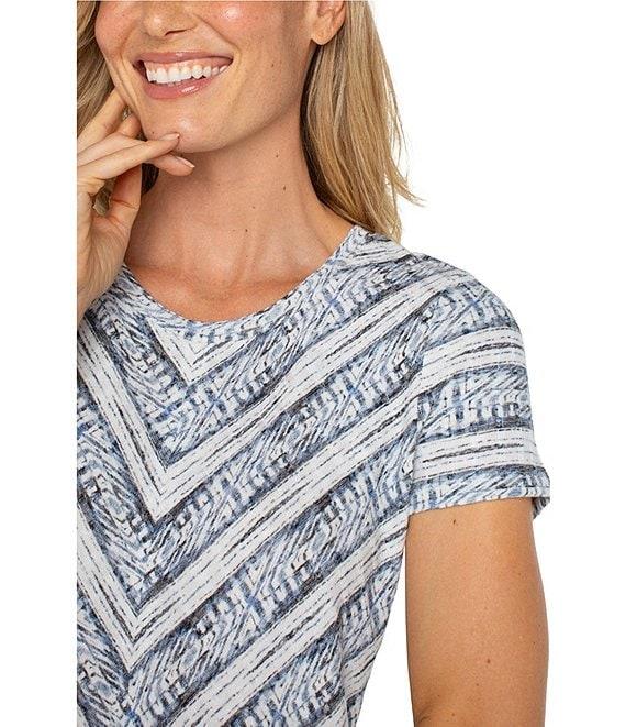 Liverpool Los Angeles Knit Stripe Scoop Neck Short Sleeve Top Product Image