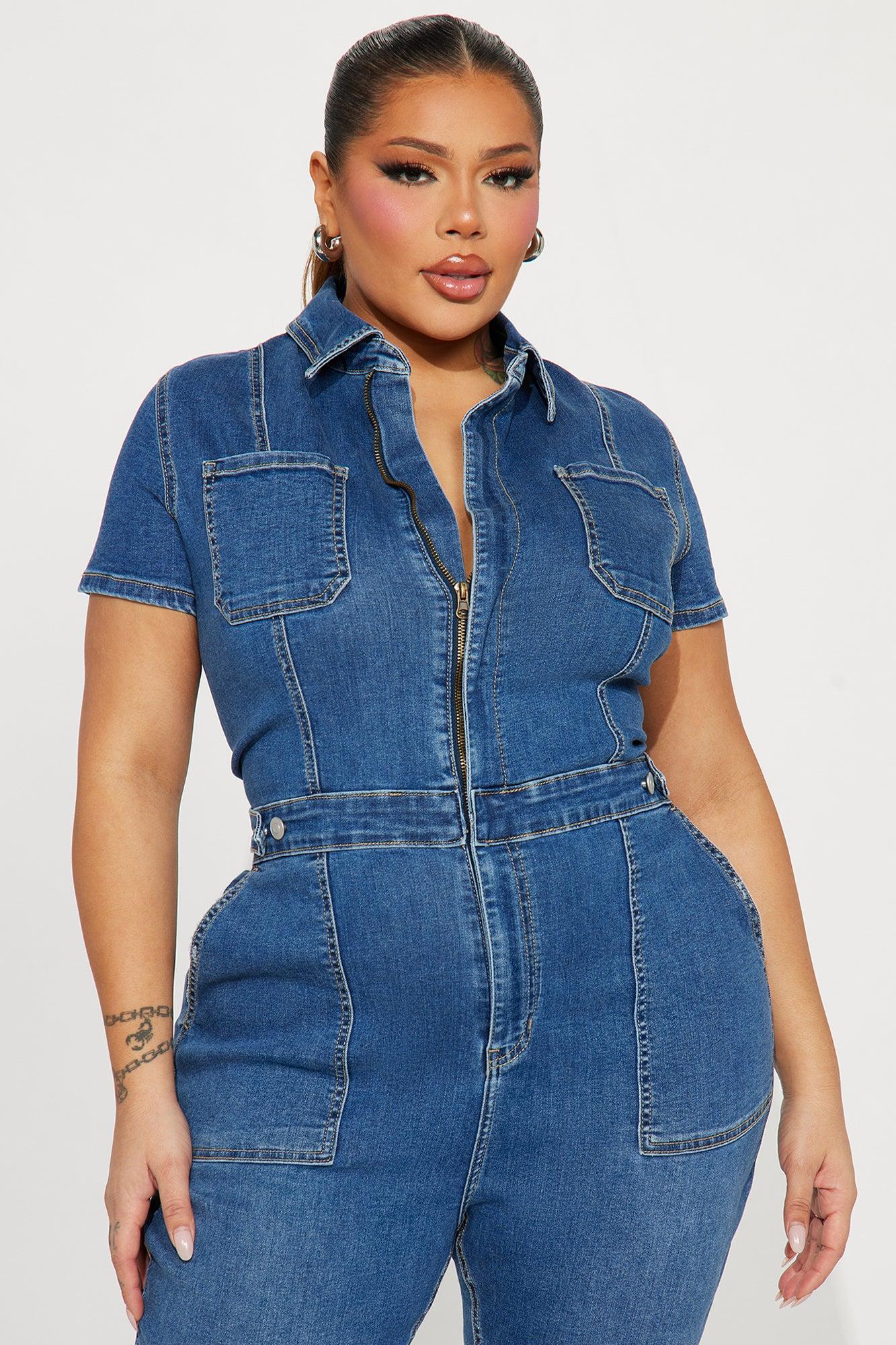 Fair And Square Denim Jumpsuit  - Medium Wash Product Image