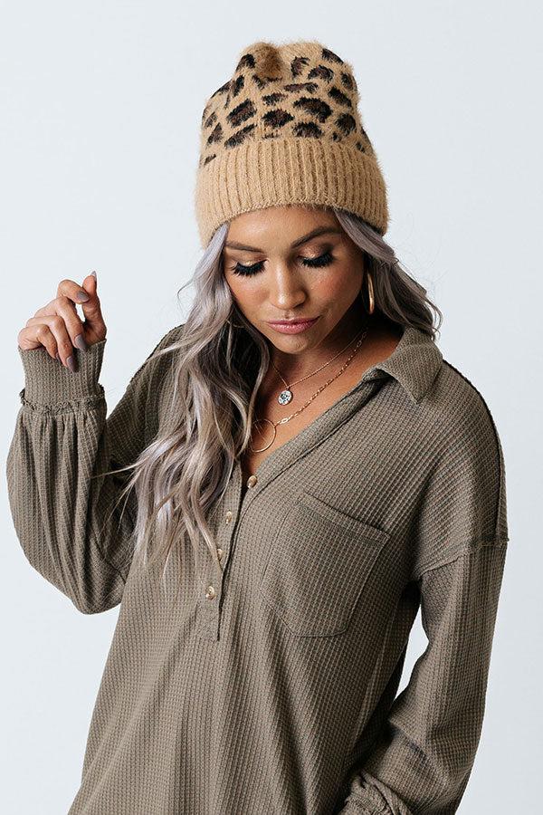 Away To The Alps Leopard Beanie In Brown Product Image