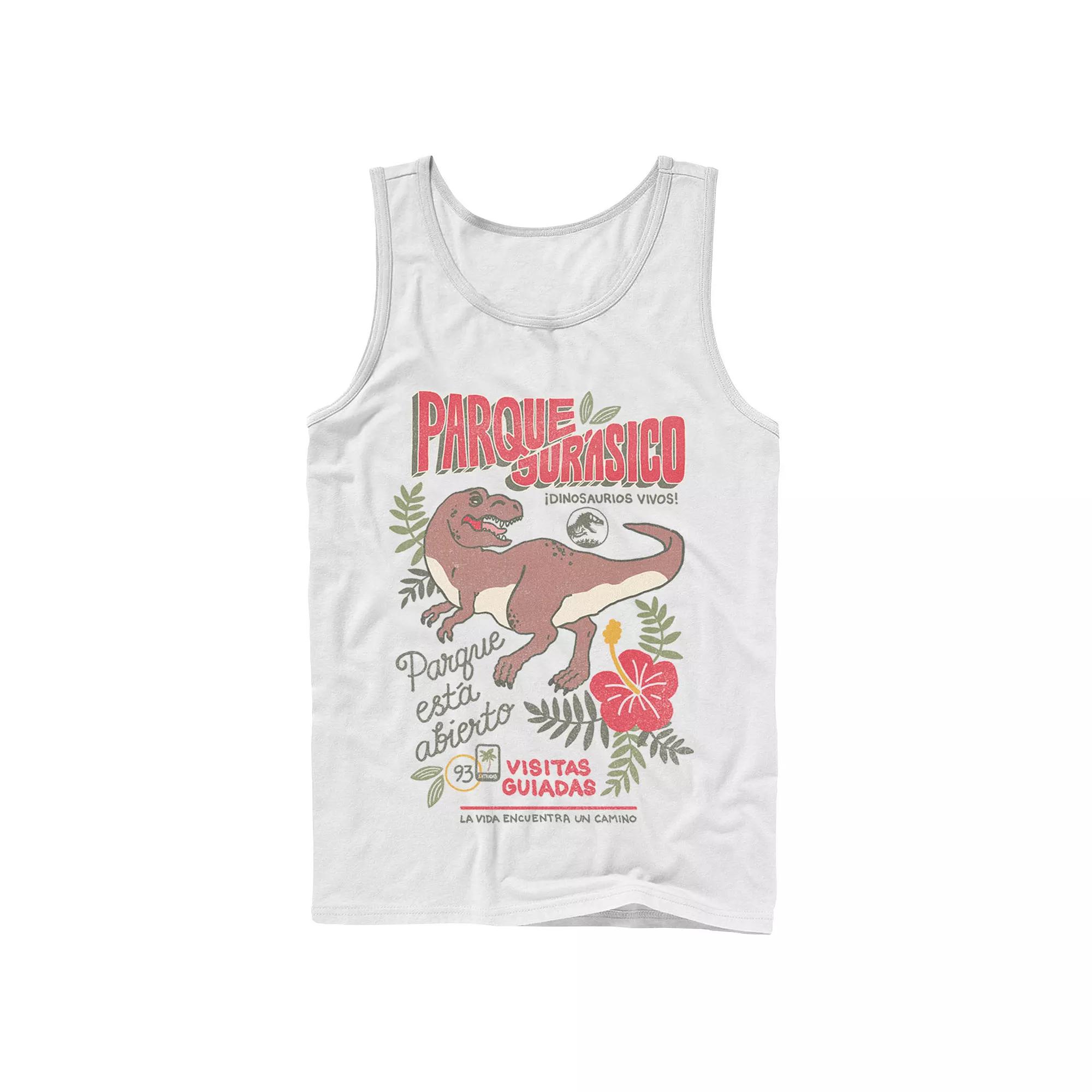 Men's Jurassic Park Spanish Opening Day Poster Tank Top, Size: Large, White Product Image