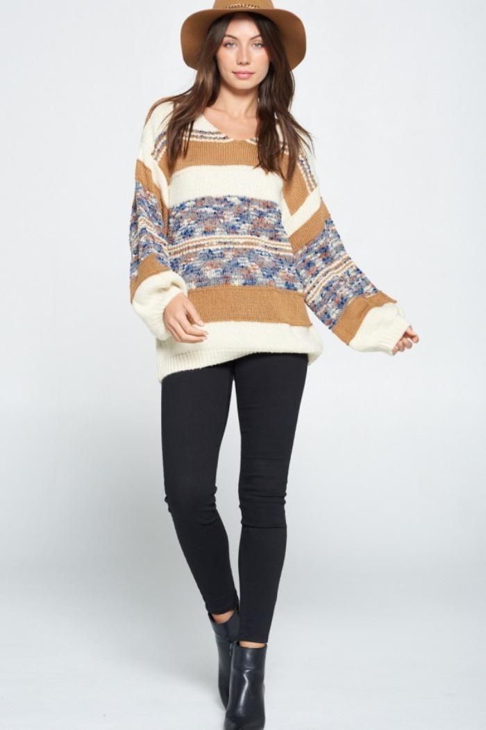 Color Block Mustard Sweater Product Image