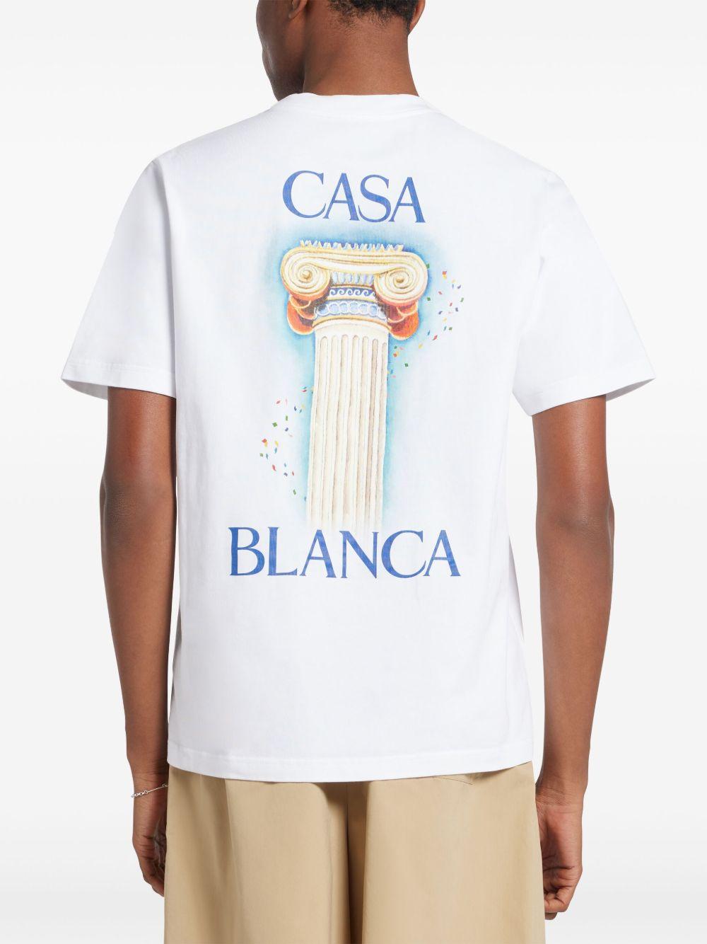 CASABLANCA White Crewneck T-shirt With Logo Detail On The Front And Maxi Logo Print On The Rear Product Image