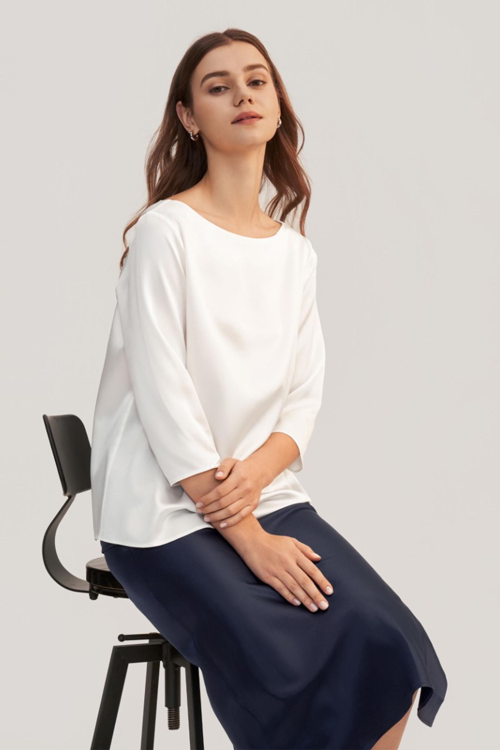 LILYSILK Casual Green Blouse | Silk Plain Business | 100 Mulberry Silk Shirt Women Soft Skin-Friendly Comfortable Product Image