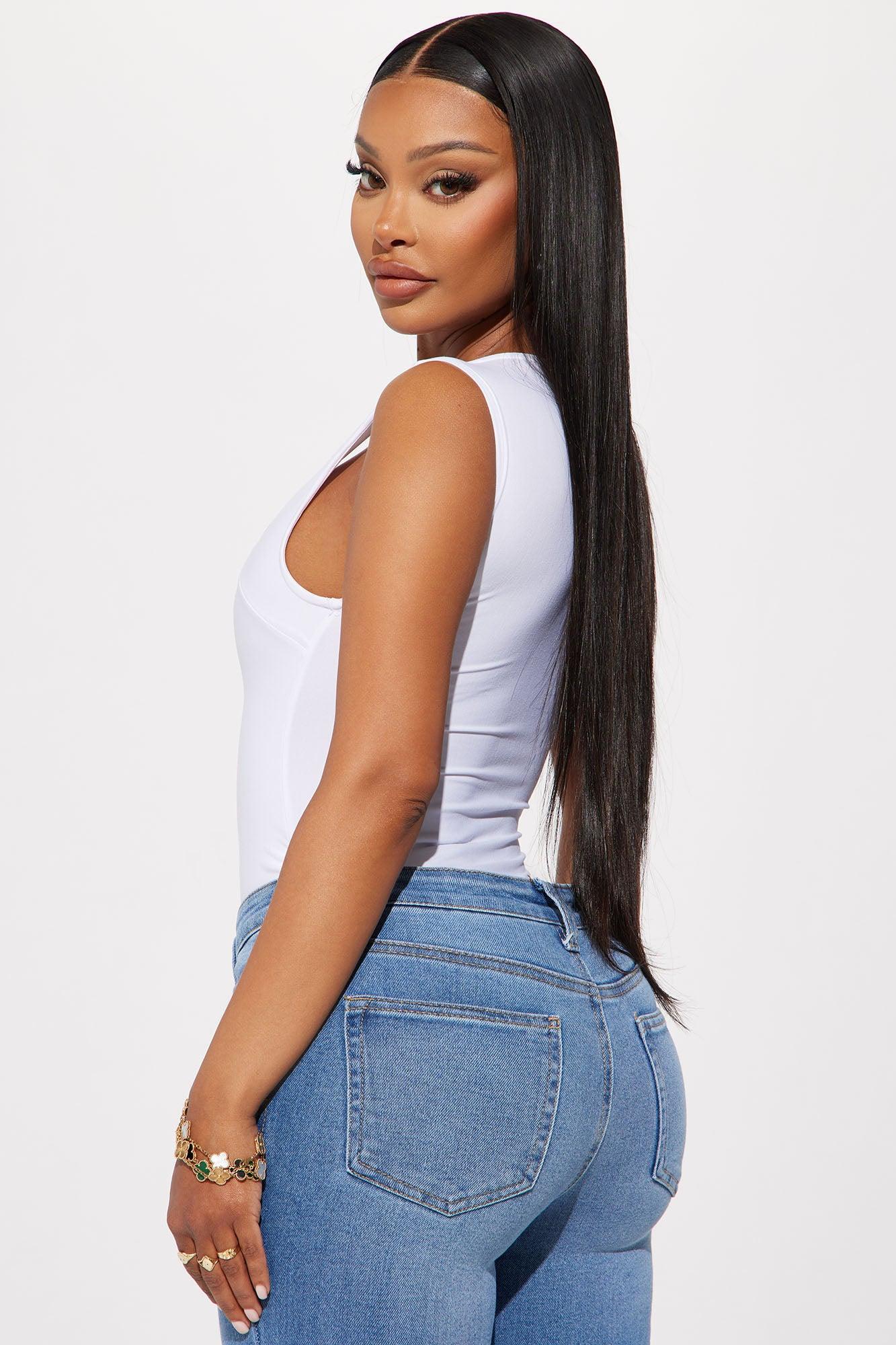 Serena Square Neck Bodysuit - White Product Image