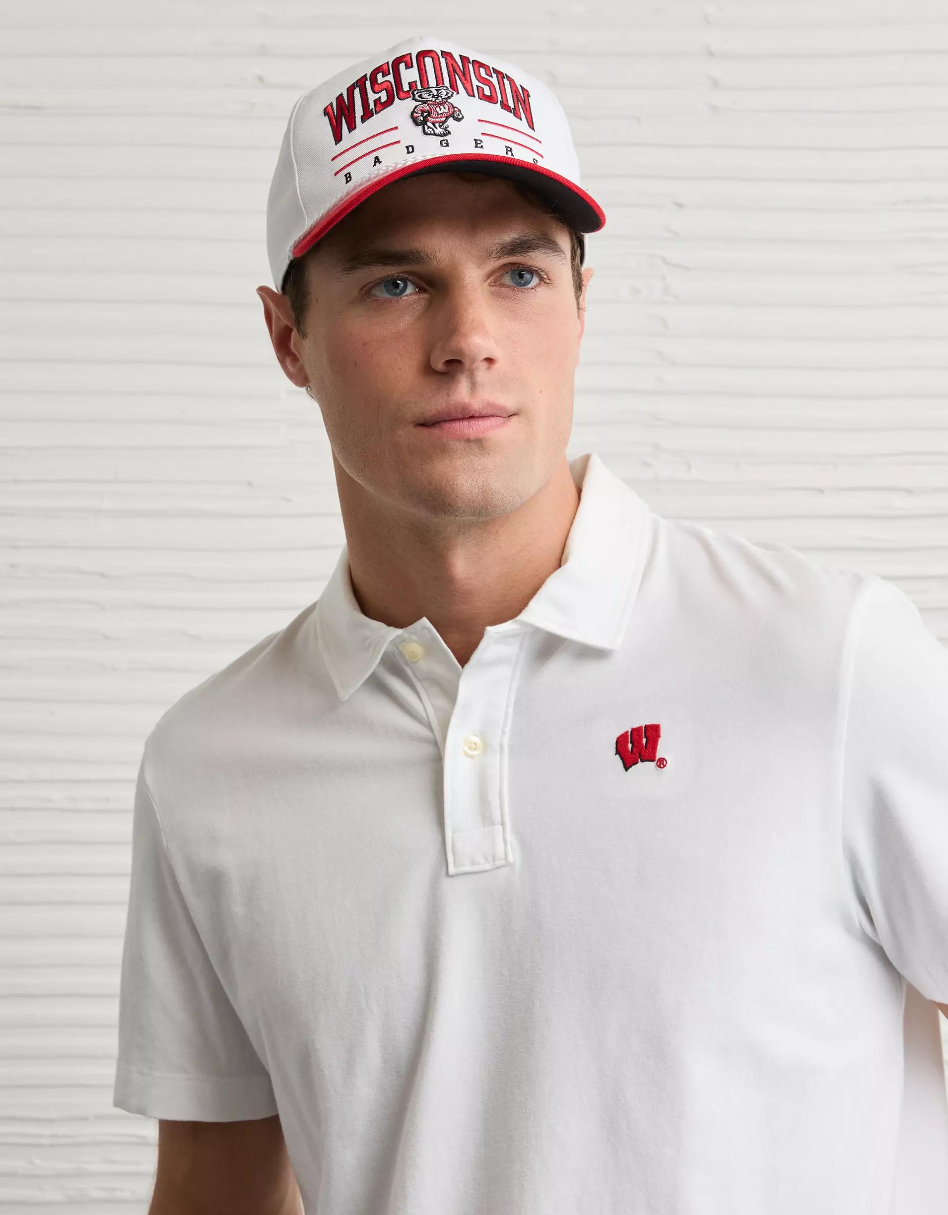 AE 24/7 Wisconsin Badgers Graphic Club Polo Shirt Product Image