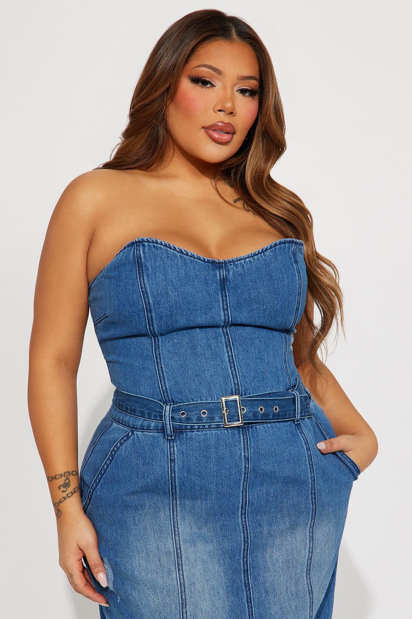 Delaney Denim Maxi Dress - Dark Wash Product Image