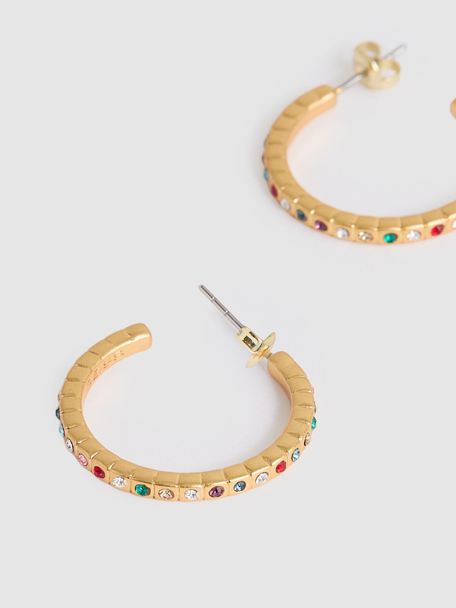 Crystal Hoop Earrings in Gold Tone Product Image