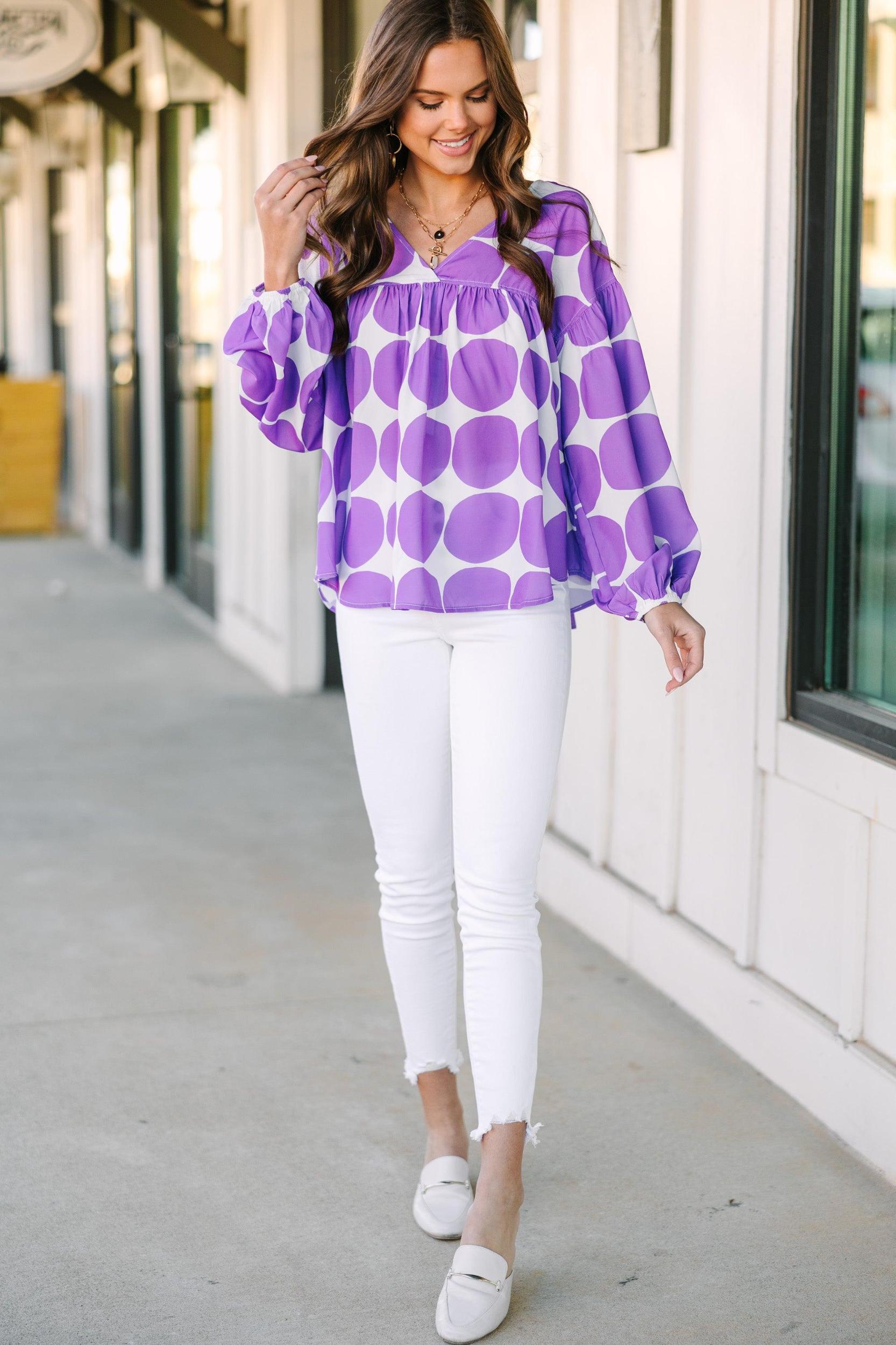 On My Mind Lavender Purple Abstract Blouse Female Product Image