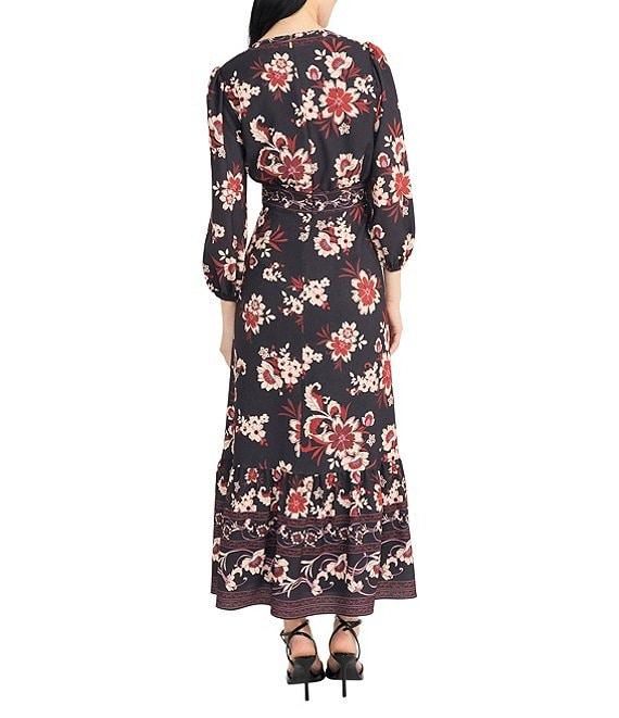 Donna Morgan Bubble Crepe Floral Print Maxi Dress Product Image