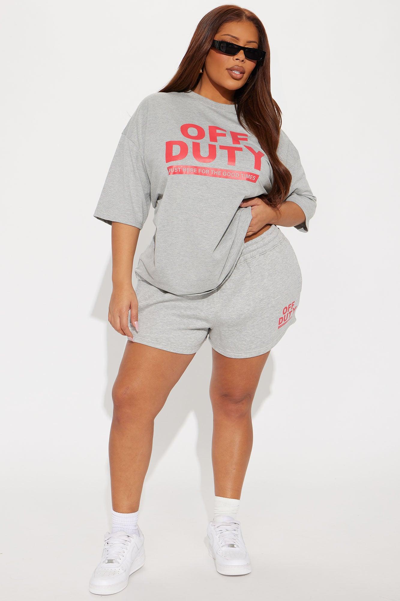 Off Duty Fleece Lounge Short Set - Grey/combo Product Image