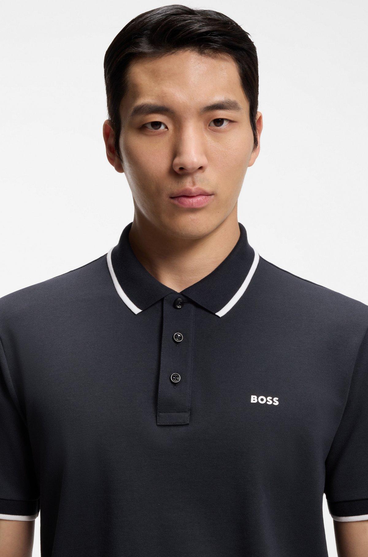 Cotton-piqué polo shirt with contrast tipping Product Image